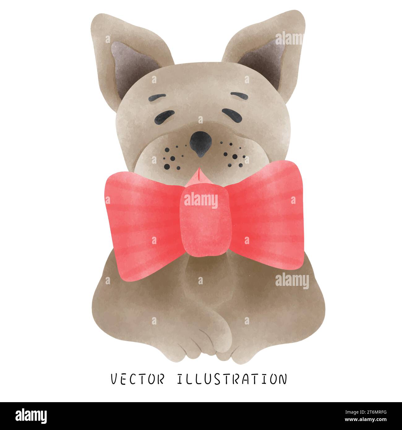 Mignon Bulldog français dans le style de Noël occidental Illustration de Vecteur