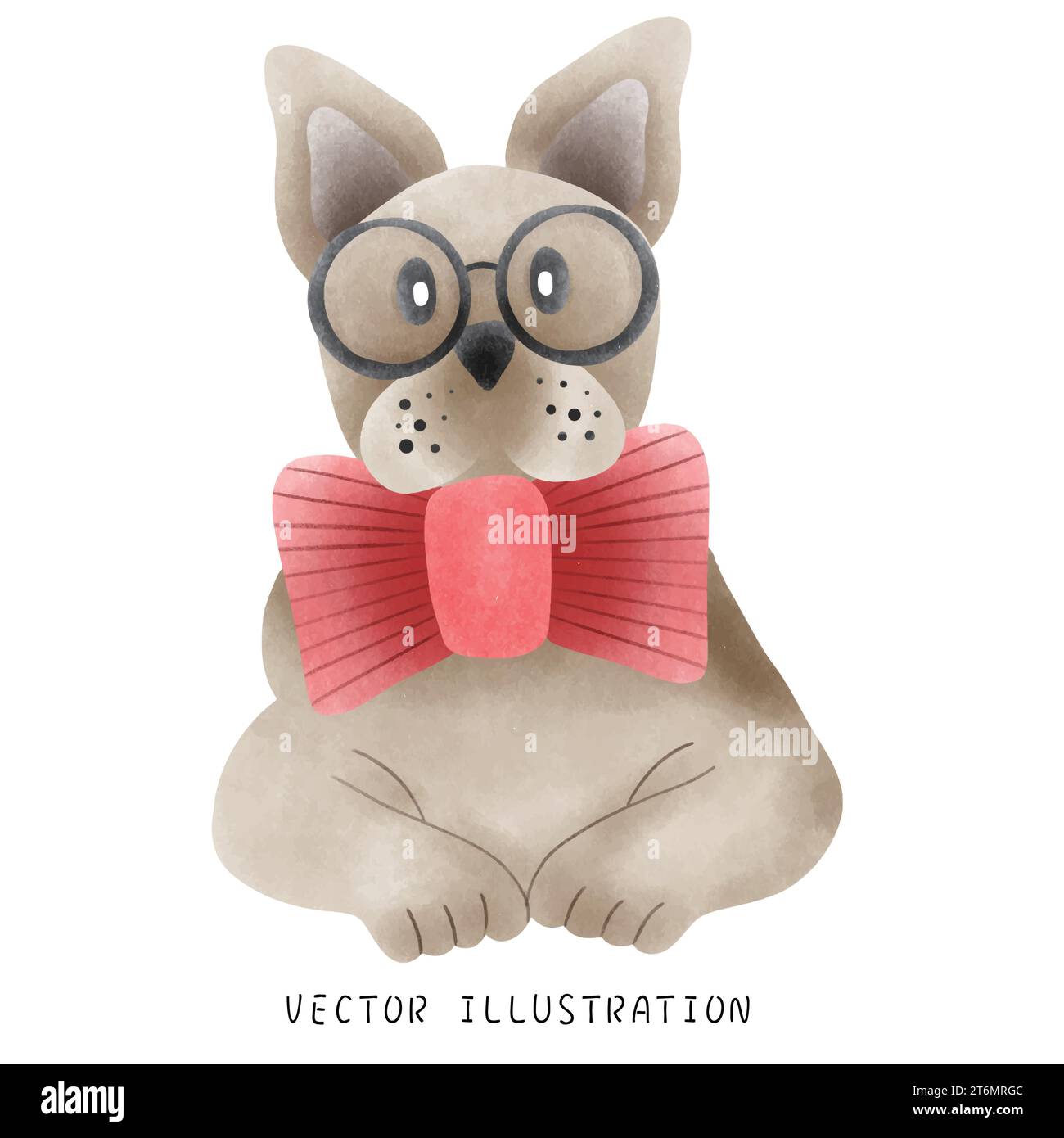 Mignon Bulldog français dans le style de Noël occidental Illustration de Vecteur