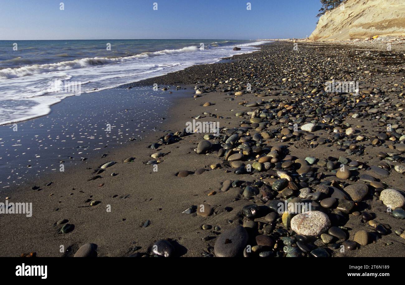 Plage de galets, Dungeness National Wildlife refuge, Washington Banque D'Images