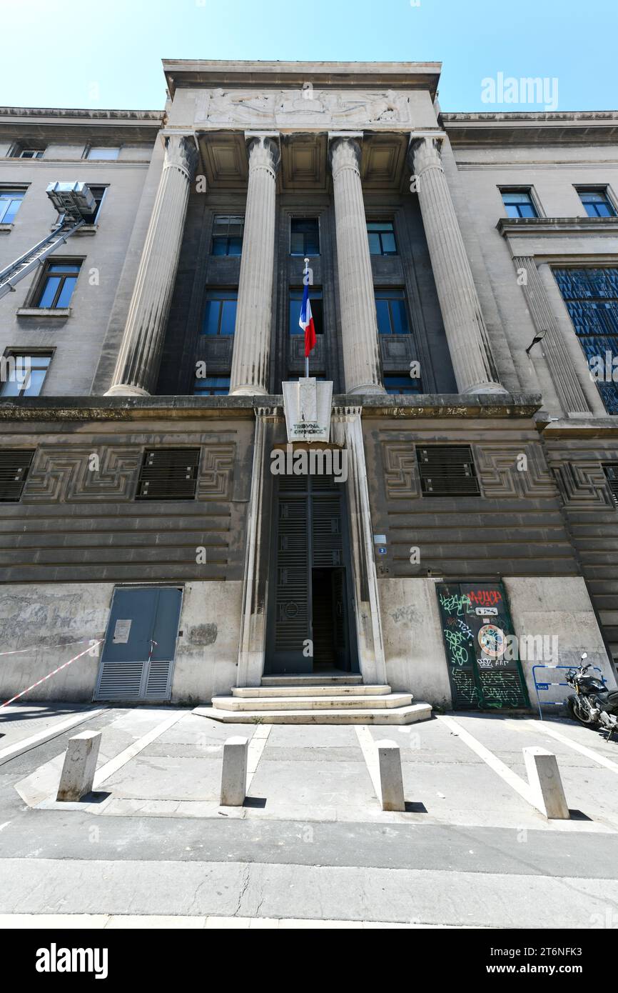 Vue extérieure du Palais de Justice de Marseille, France. Banque D'Images
