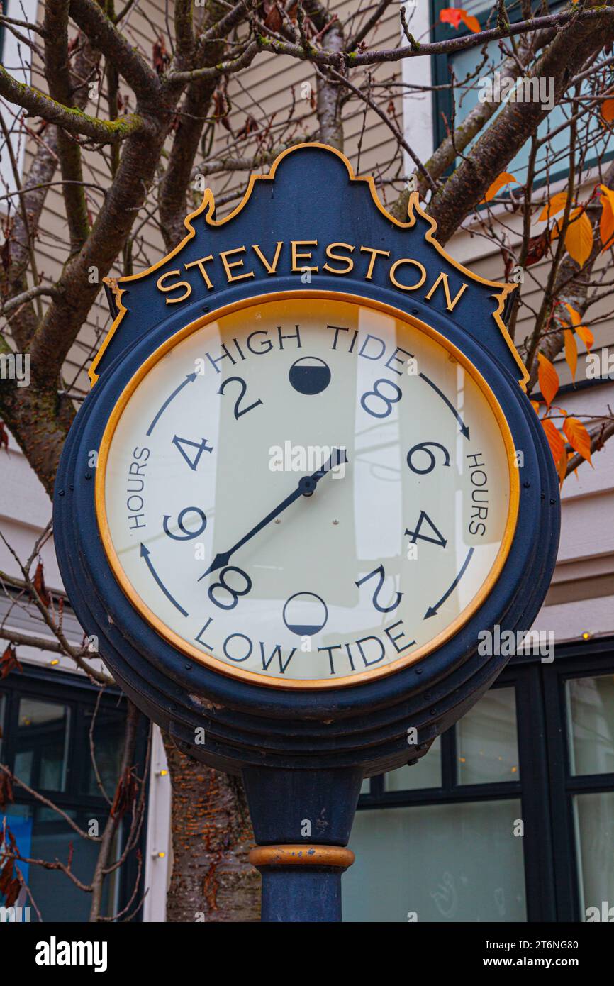 Une horloge de marée à Steveston Village British Columbia Canada Banque D'Images