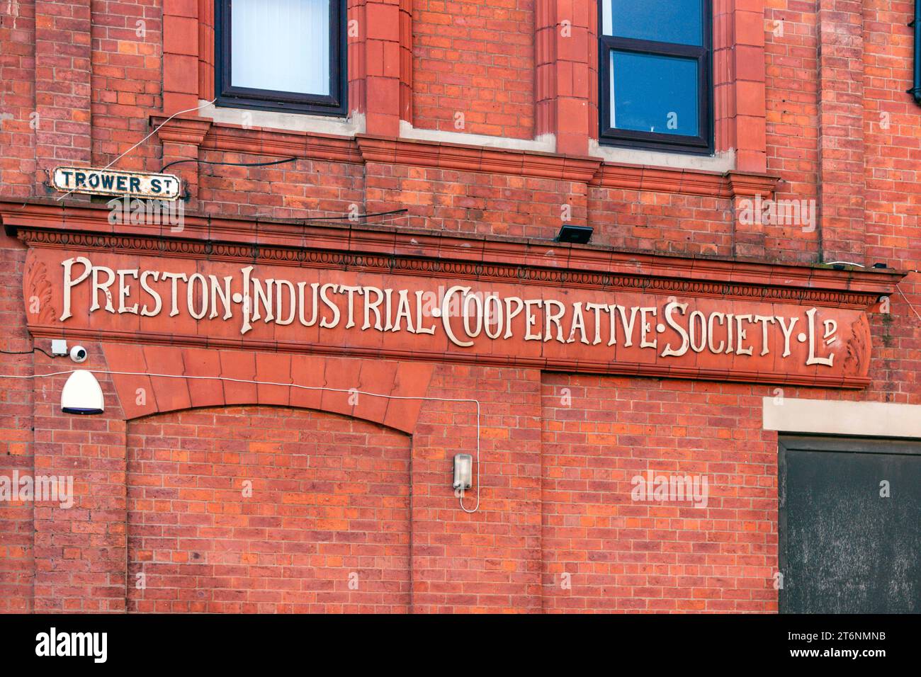 Preston Industrial Cooperative Society Ltd signe. Trower Street, Preston. Banque D'Images