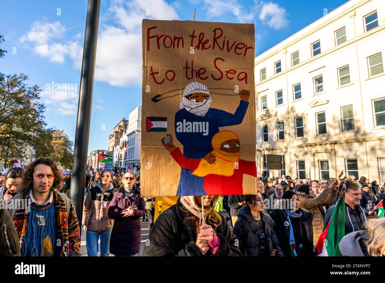Londres, Royaume-Uni. 11 novembre 2023. Des centaines de milliers de manifestants défilent dans le centre de Londres pour soutenir la population de Gaza. Crédit : Grant Rooney/Alamy Live News Banque D'Images