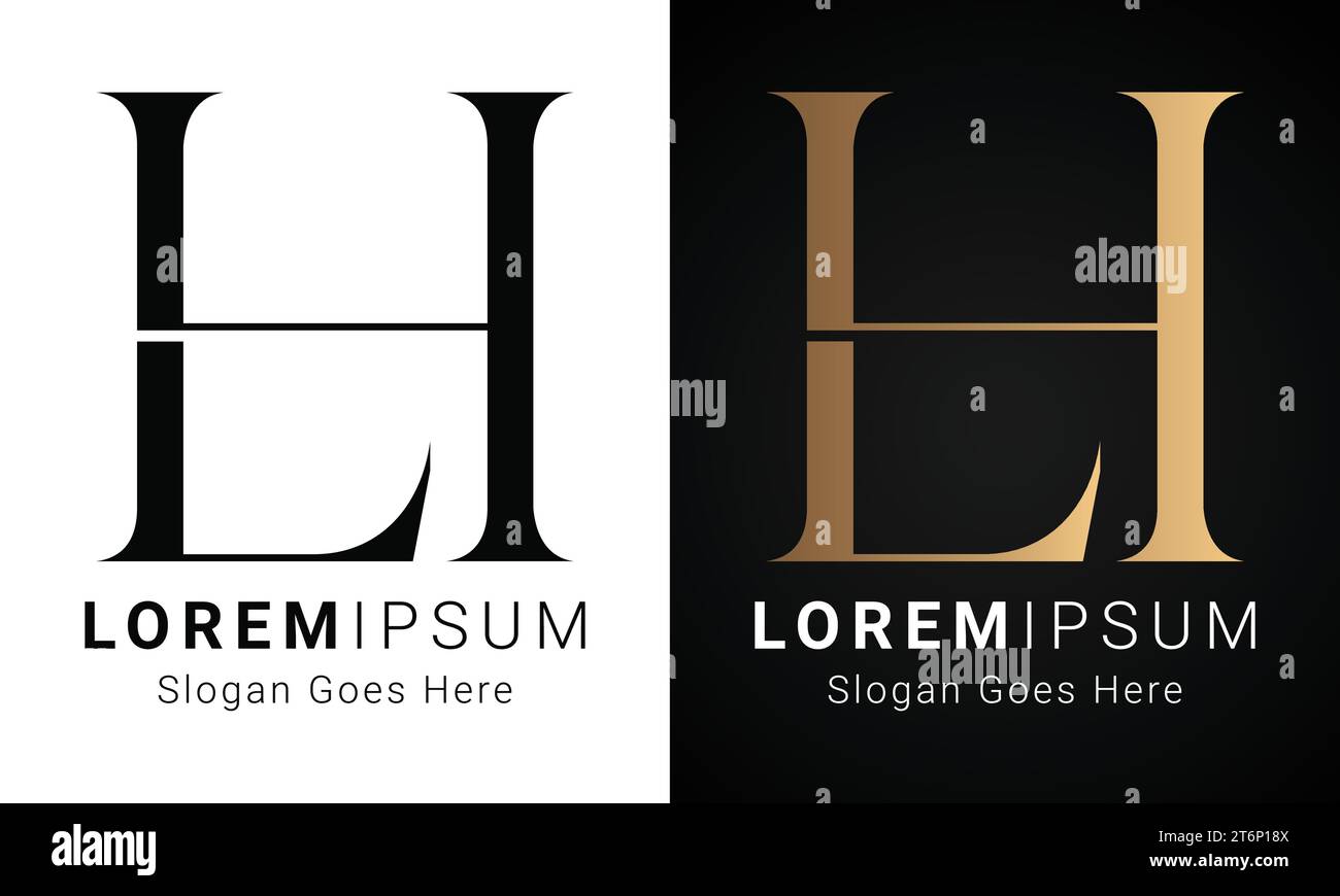 Logo de luxe initial LH ou HL Monogram Text Letter Design Illustration de Vecteur