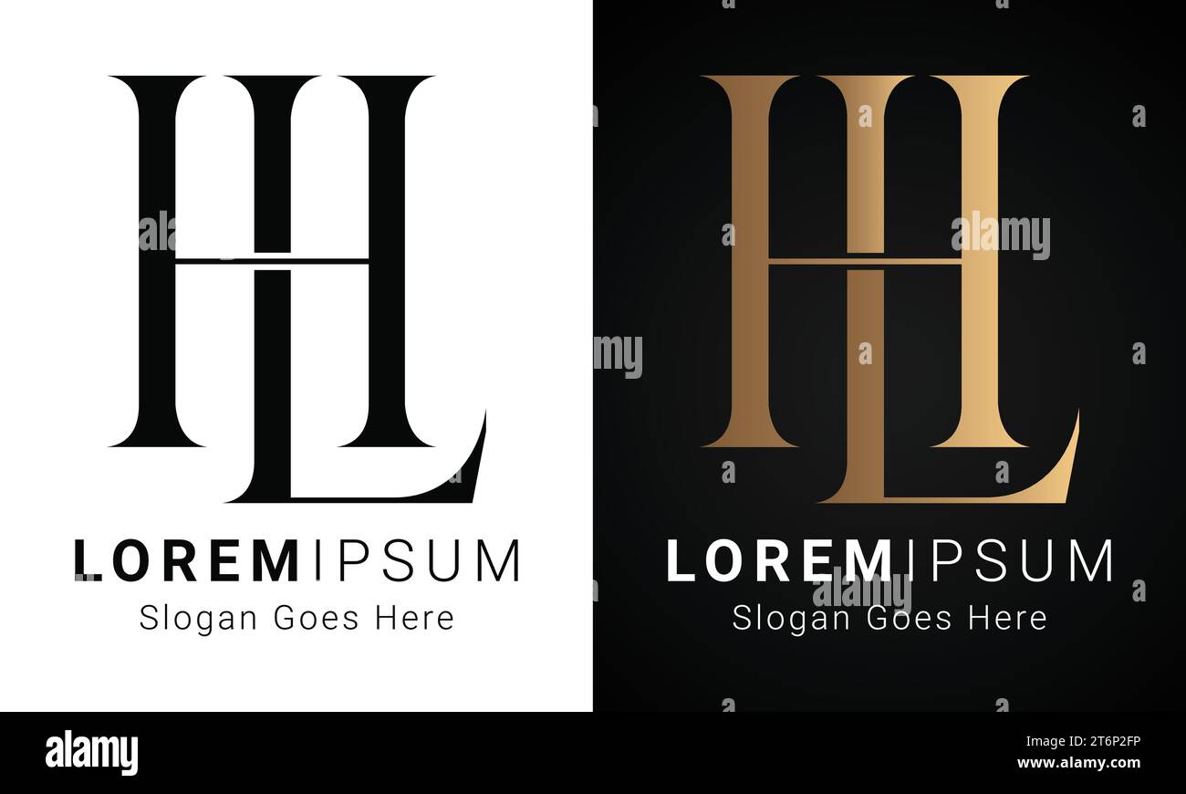 Logo de luxe initial LH ou HL Monogram Text Letter Design Illustration de Vecteur