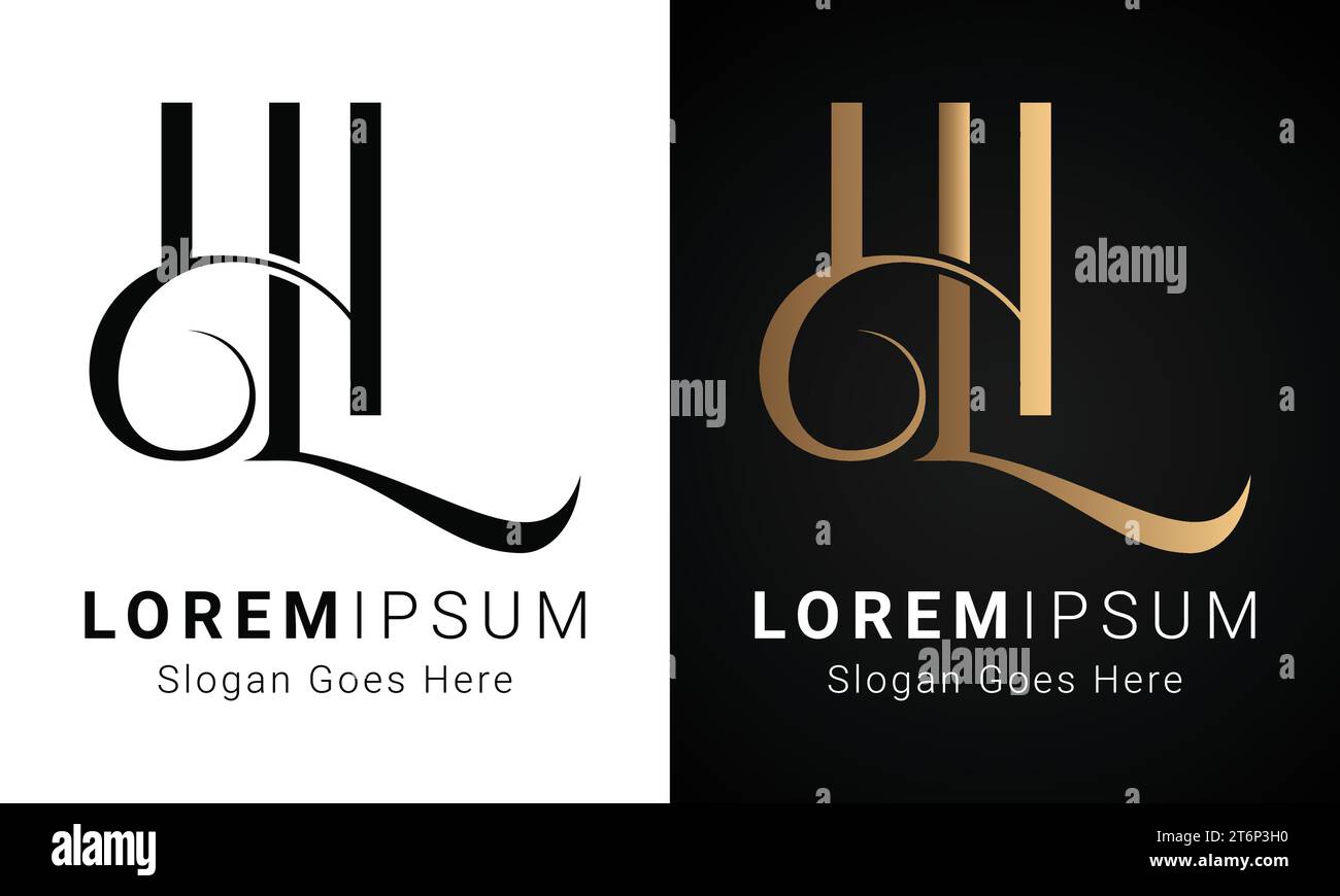 Logo de luxe initial LH ou HL Monogram Text Letter Design Illustration de Vecteur
