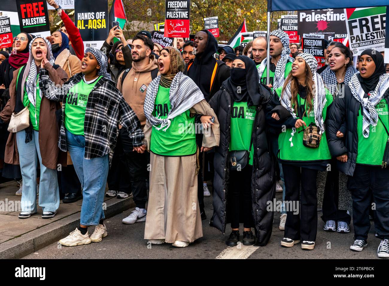 Londres, Royaume-Uni. 11 novembre 2023. Des centaines de milliers de manifestants défilent dans le centre de Londres pour soutenir la population de Gaza. Crédit : Grant Rooney/Alamy Live News Banque D'Images