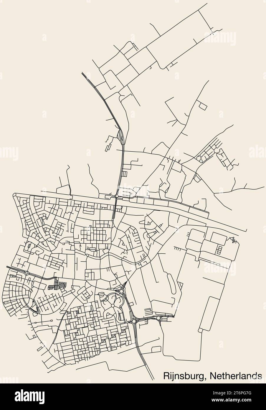 Carte des rues de RIJNSBURG, PAYS-BAS Illustration de Vecteur