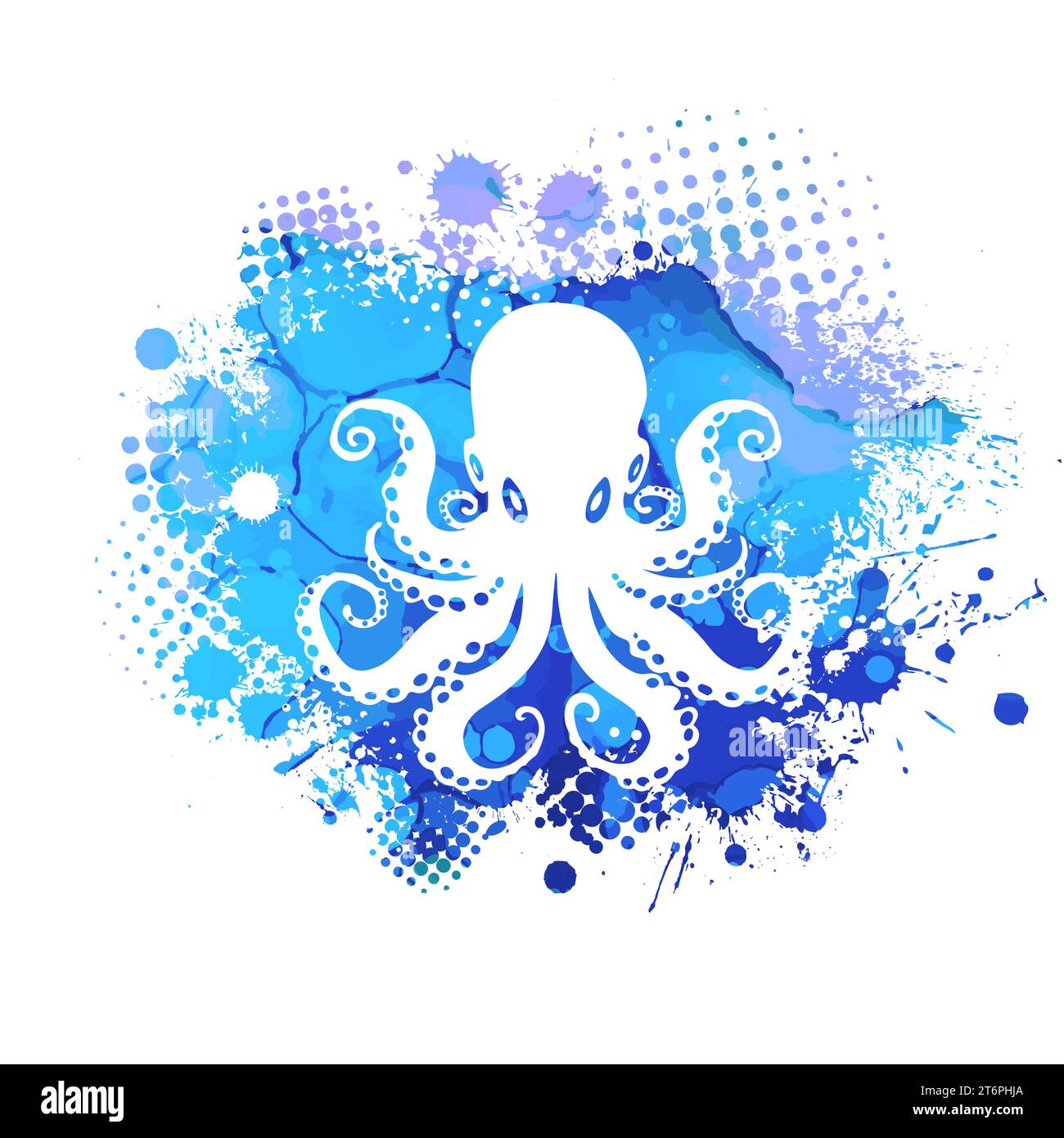 Objet de poulpe bleu. dessin à la main. Pas ai, illustration vectorielle Illustration de Vecteur