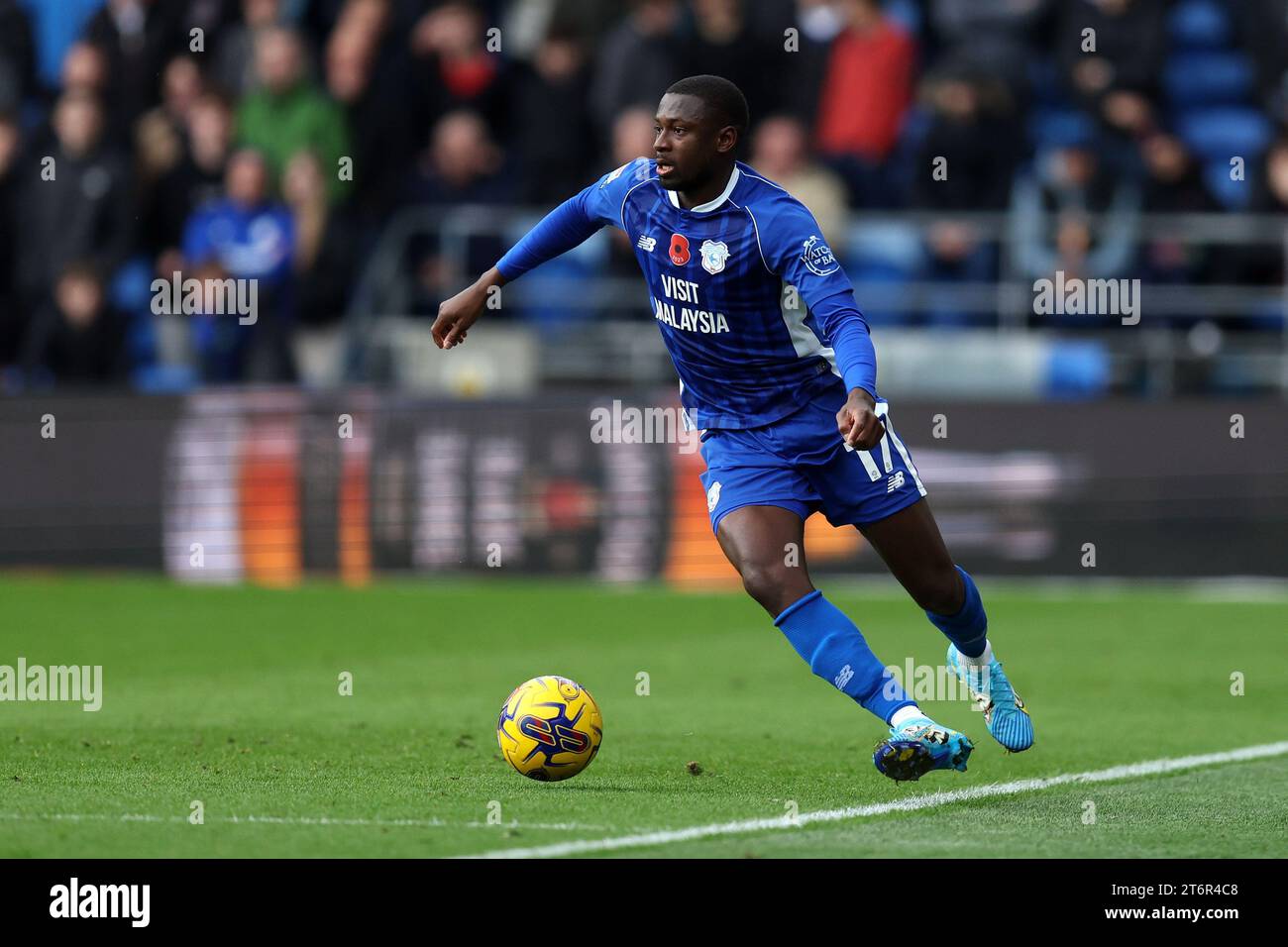 Jamilu Collins de Cardiff City en action. Match de championnat EFL Skybet, Cardiff City contre Norwich City au Cardiff City Stadium à Cardiff, pays de Galles, le samedi 11 novembre 2023. Cette image ne peut être utilisée qu'à des fins éditoriales. À usage éditorial uniquement, photo d'Andrew Orchard/Andrew Orchard photographie sportive/Alamy Live news Banque D'Images