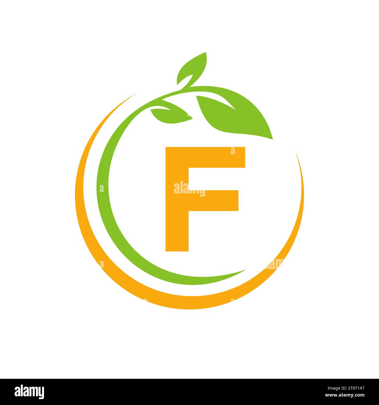 Logo ECO Leaf sur le modèle vectoriel lettre F. Illustration de Vecteur