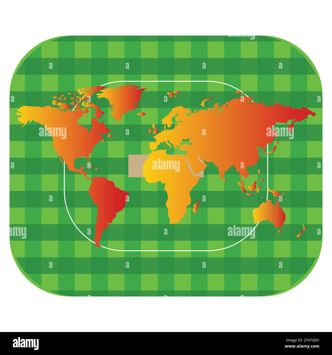 Cricket Green Field Top View et Orange World Map fond coloré, Illustration vectorielle Abstract image modifiable Illustration de Vecteur