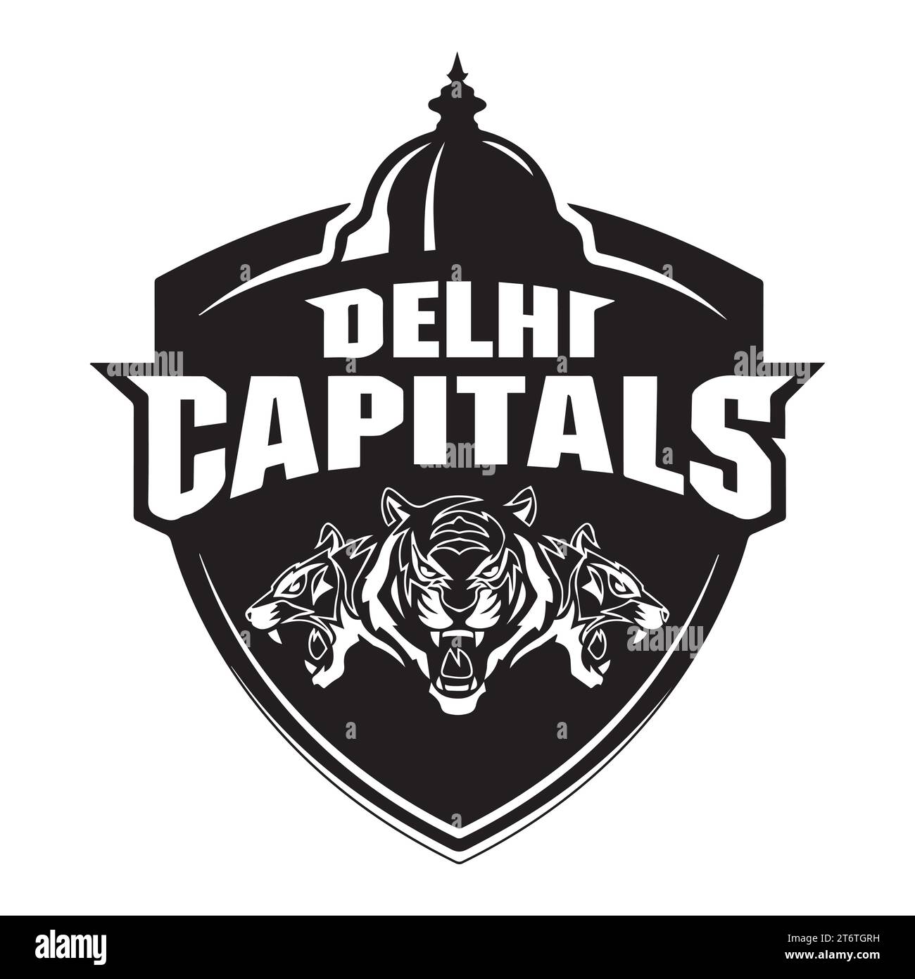 Delhi Capitals logo Black style Club de cricket professionnel indien, Illustration vectorielle Abstract image modifiable Illustration de Vecteur