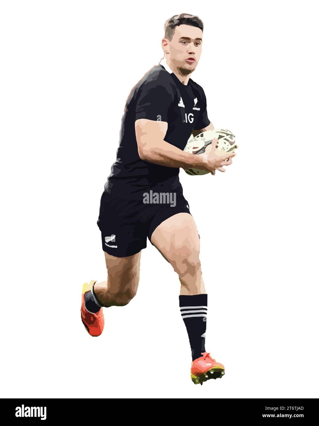 Will Jordan Nouvelle-Zélande joueur professionnel de rugby à XV, Vector Illustration Abstract image Illustration de Vecteur