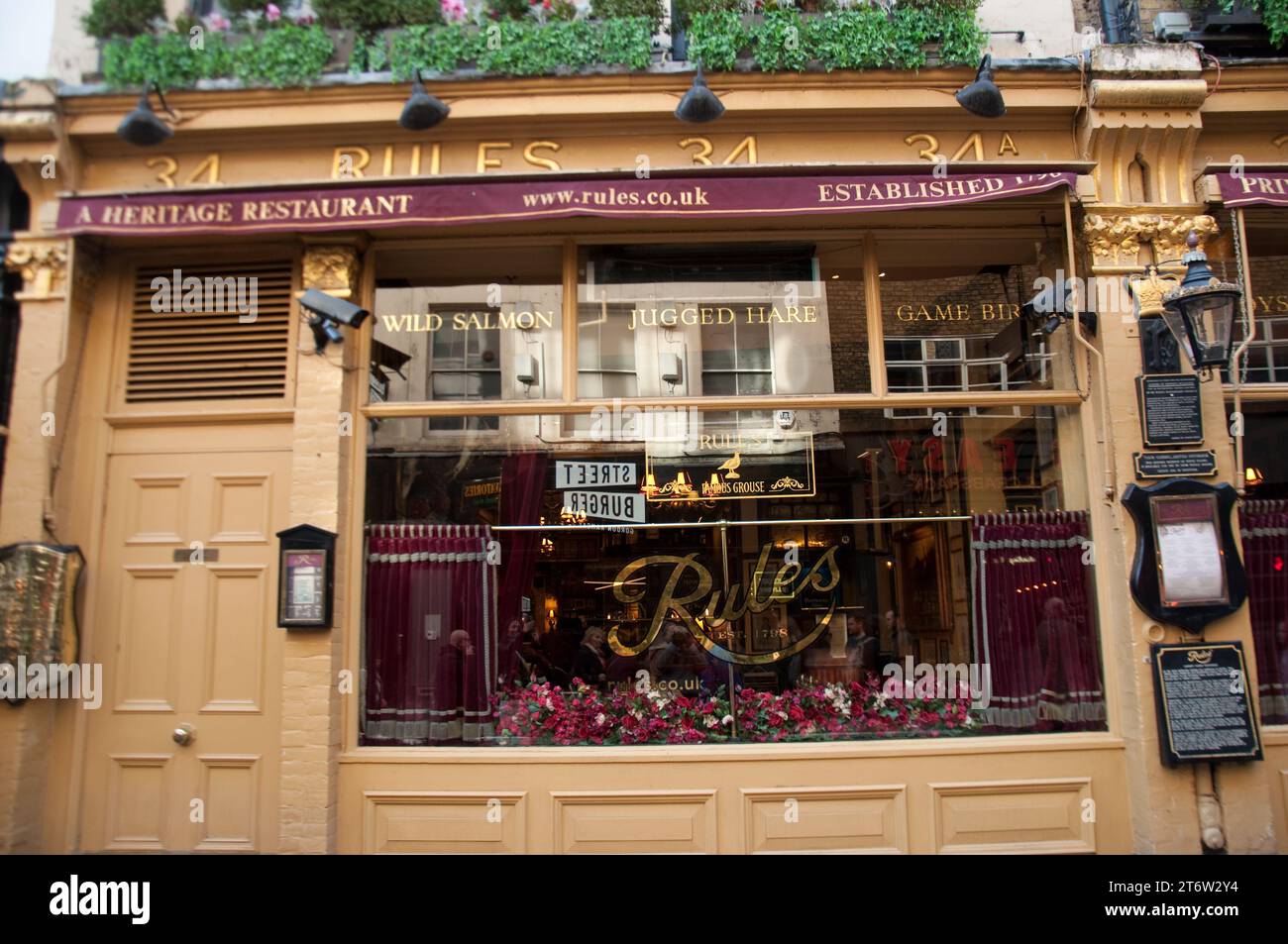 Restaurant Rules, Covent Garden, Londres, Royaume-Uni - restaurant haut de gamme Banque D'Images