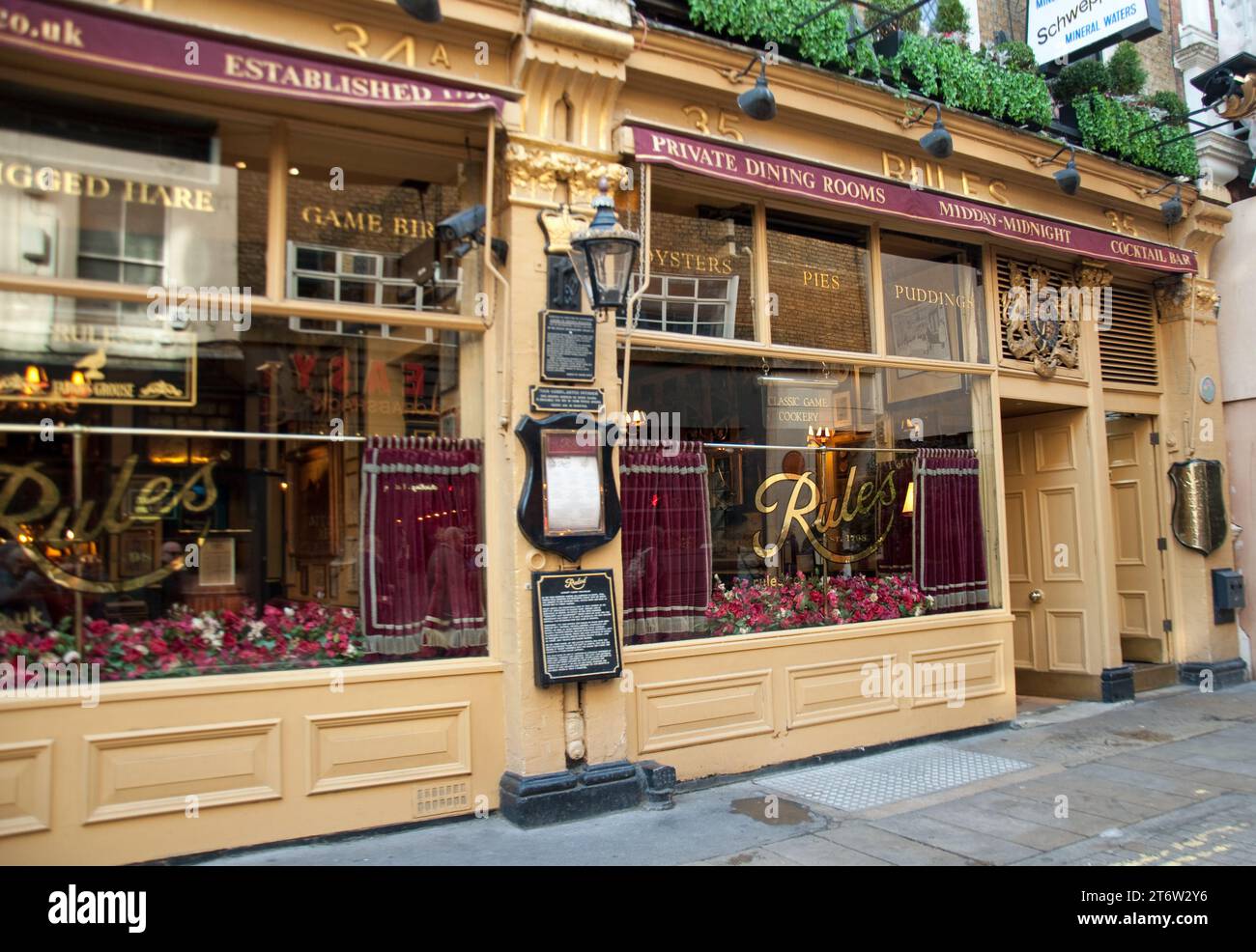 Restaurant Rules, Covent Garden, Londres, Royaume-Uni - restaurant haut de gamme Banque D'Images