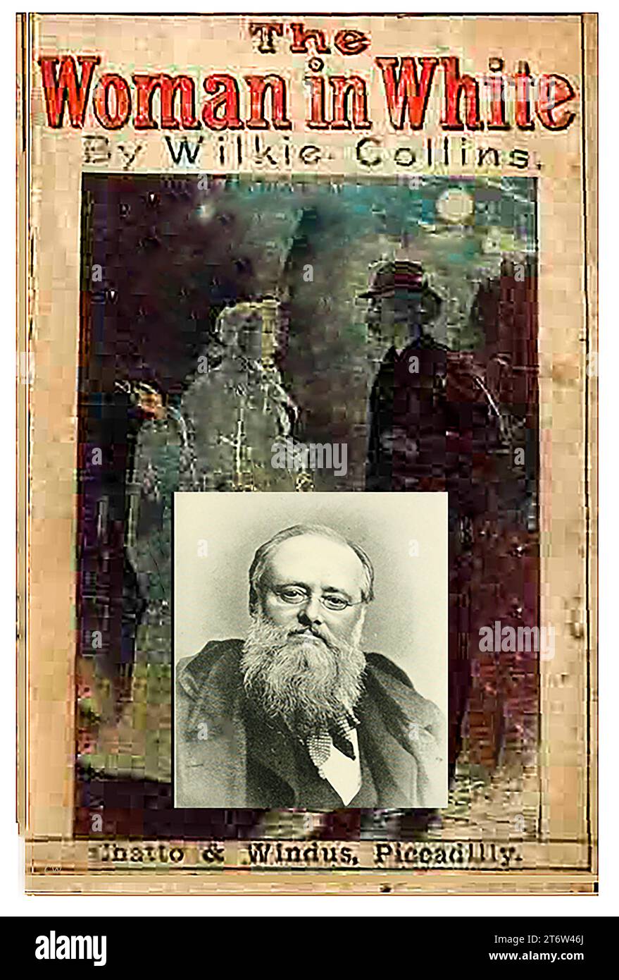 Wilkie Collins ( William Wilkie Collins (1824 – 1889) et son livre bien connu, The Woman in White Banque D'Images
