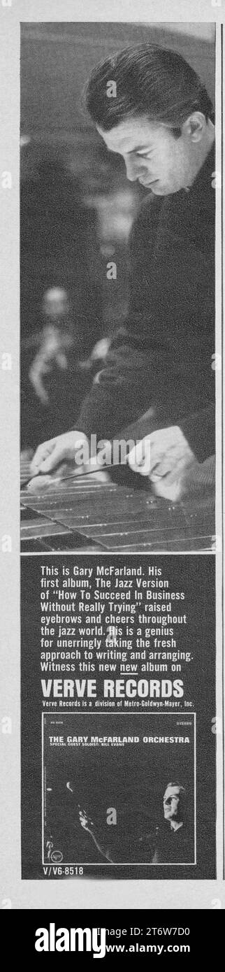 Une publicité dans un album de Gary McFarland publié sur le label Verve. D'un magazine de musique du début des années 1960. Banque D'Images