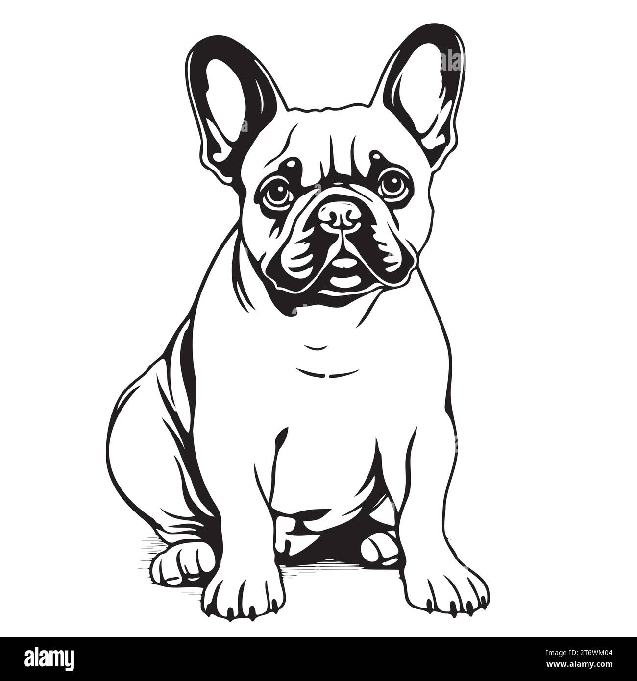 Croquis dessiné à la main de bulldog français dans le livre de coloriage de style comique, animaux de compagnie Illustration de Vecteur