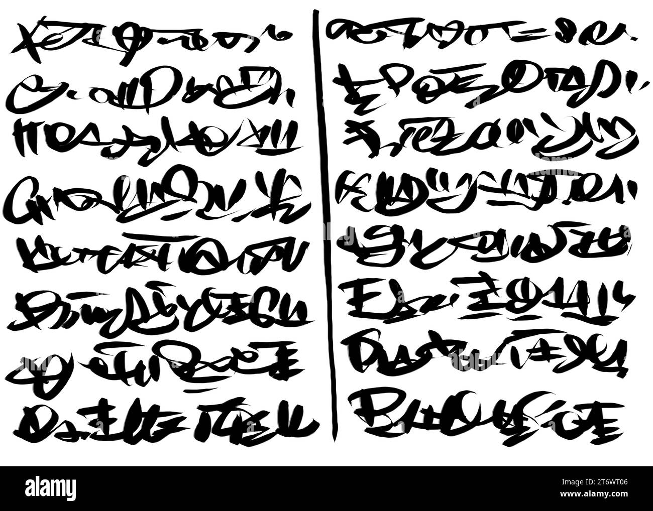 Texte manuscrit abstrait, notes, griffons, écriture extraterrestre Banque D'Images