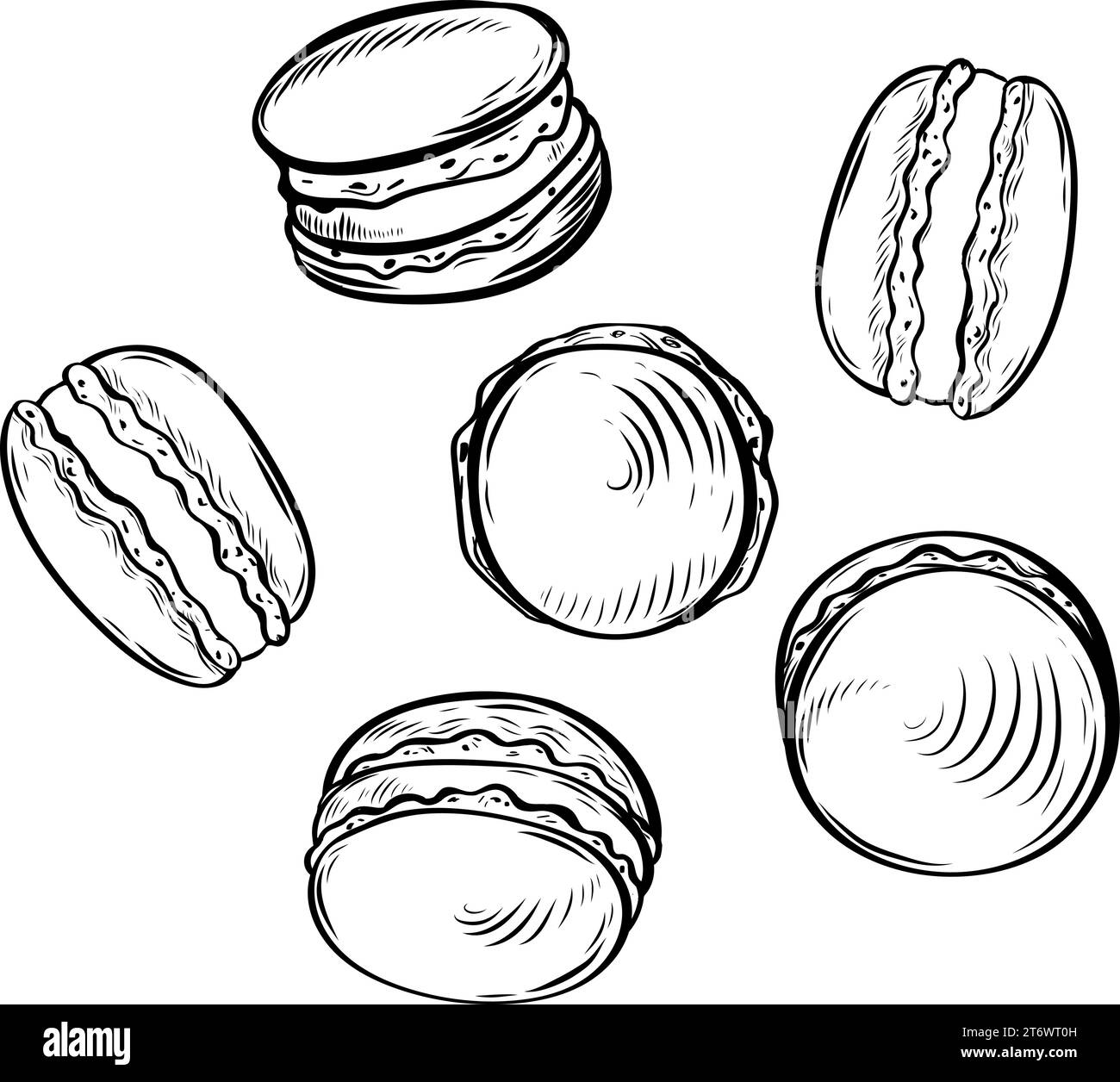 Illustration vectorielle de dessin de macarons de biscuits français. Illustration de Vecteur