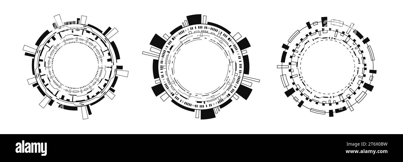 Fond de cadre de cercle futuriste tech. Technologie hud interface de jeu numérique. Illustration de Vecteur
