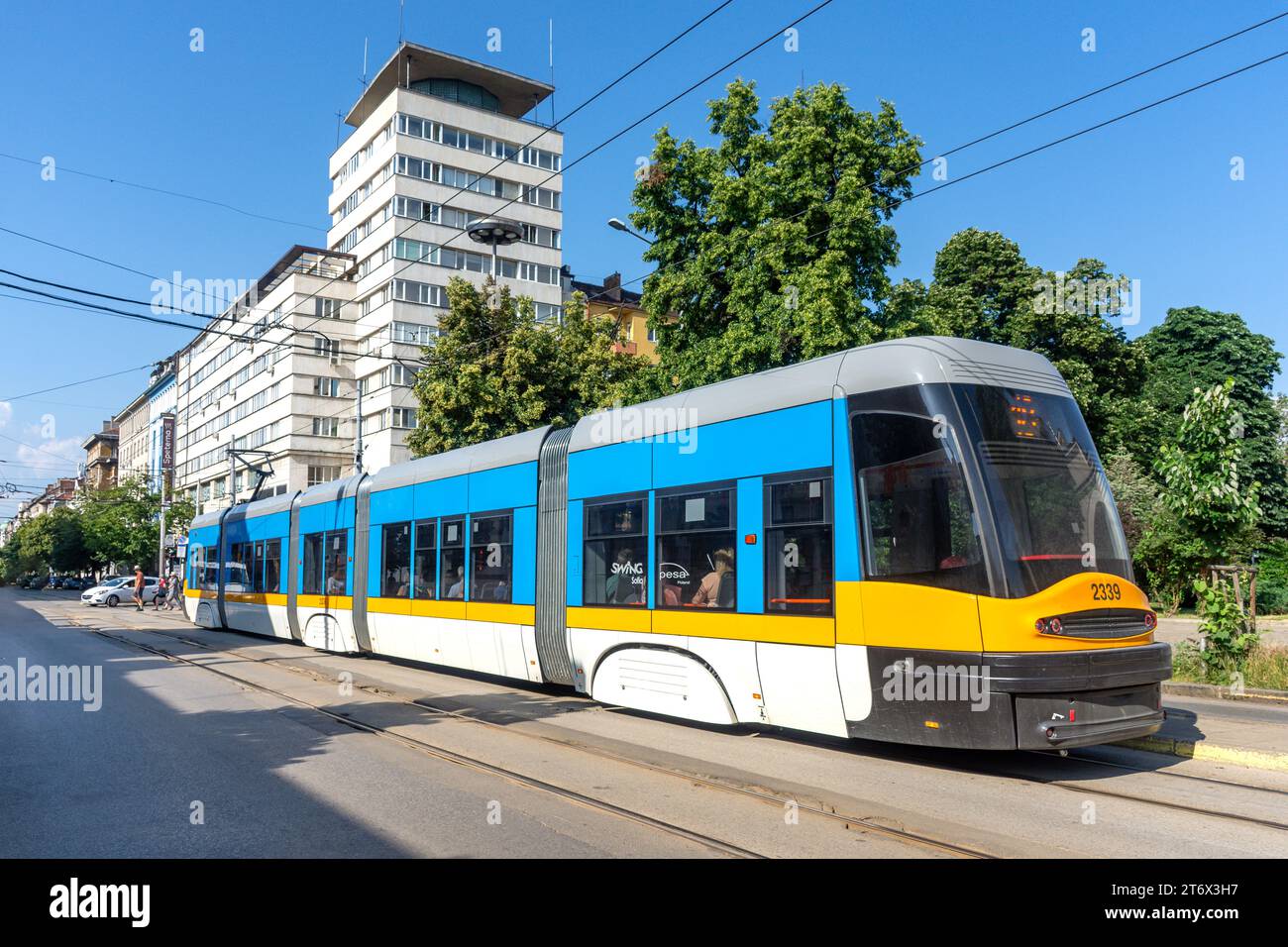 Sofia Tram Network, Vitosha Boulevard, Centre ville, Sofia, République de Bulgarie Banque D'Images