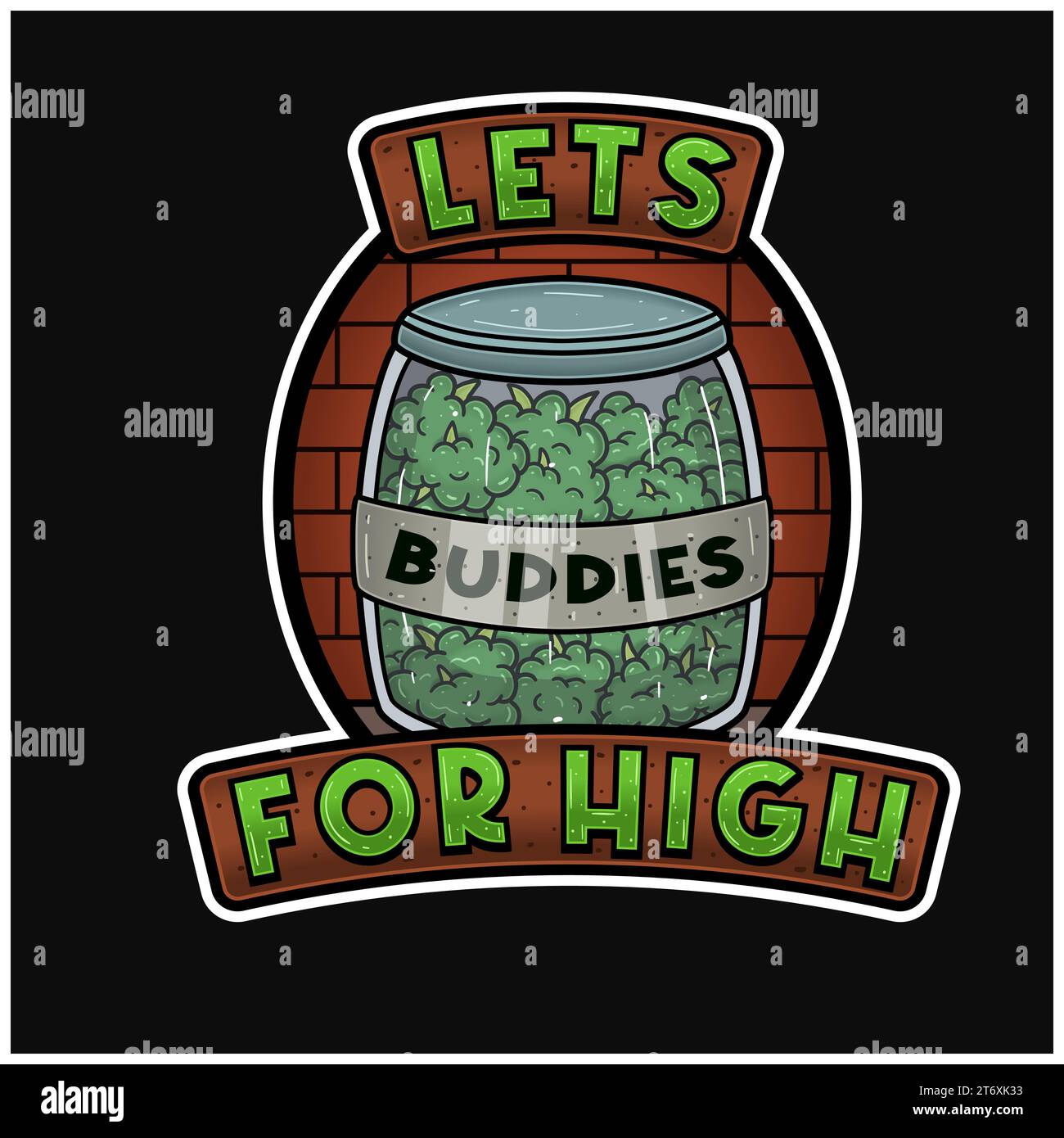 Weedbud dans JAR logo et Lets pour High Text. Weed Design pour logo, étiquette, magasin, magasin et produit d'emballage. Illustrations vectorielles. Illustration de Vecteur