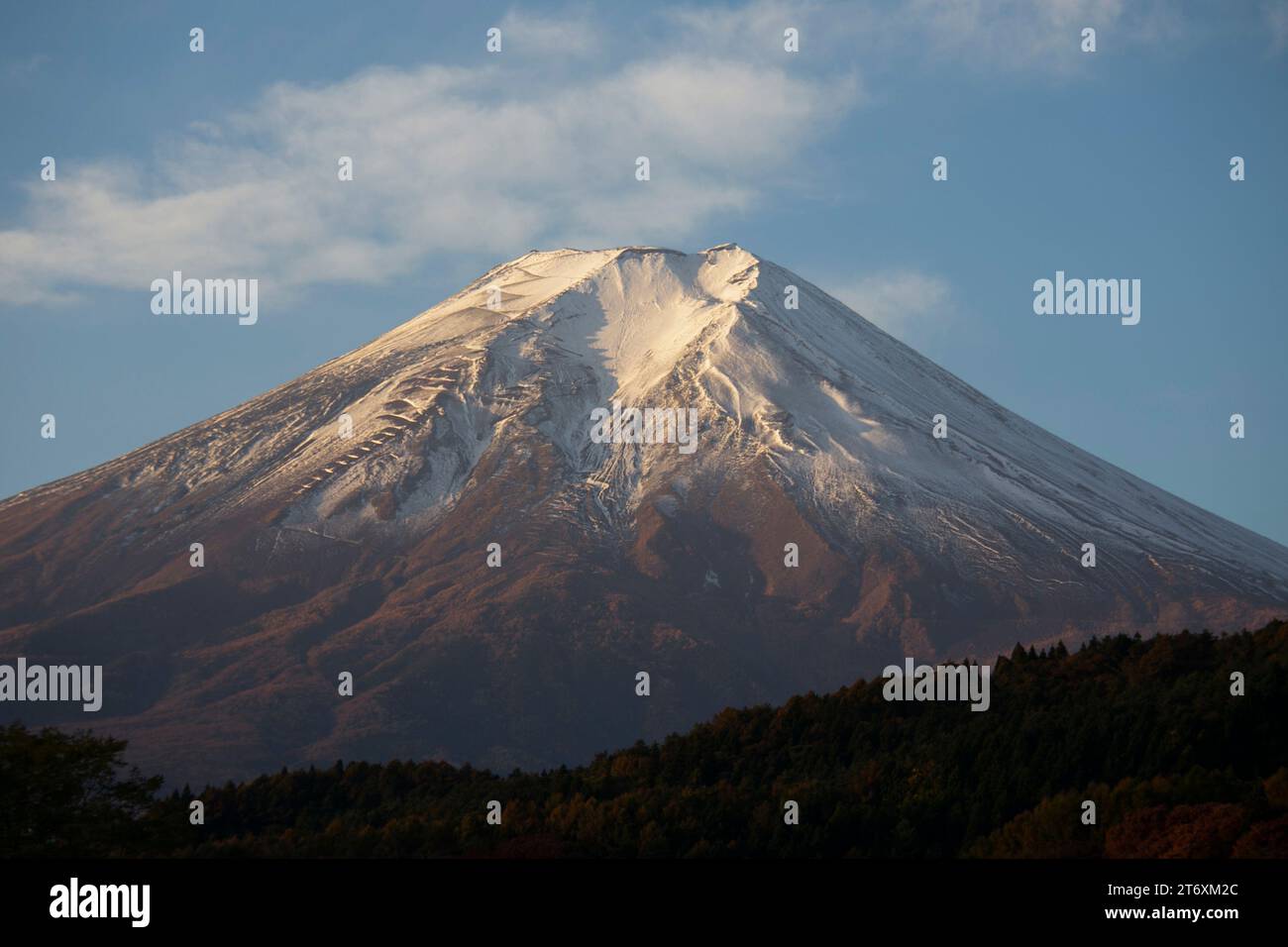 Vues du mont Fuji couvert de neige depuis le lac Yamanaka à Yamanakako, Japon. Banque D'Images