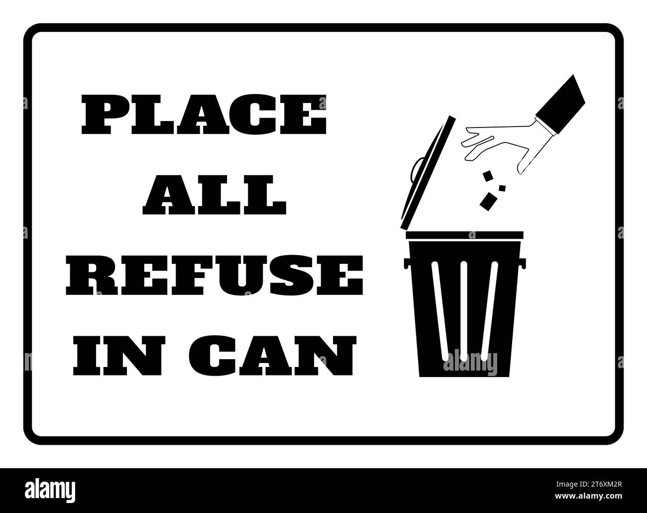 Placez tous les déchets dans l'affiche de boîte. Placez tous les déchets dans l'affiche de boîte sur fond blanc dessin par illustration Banque D'Images