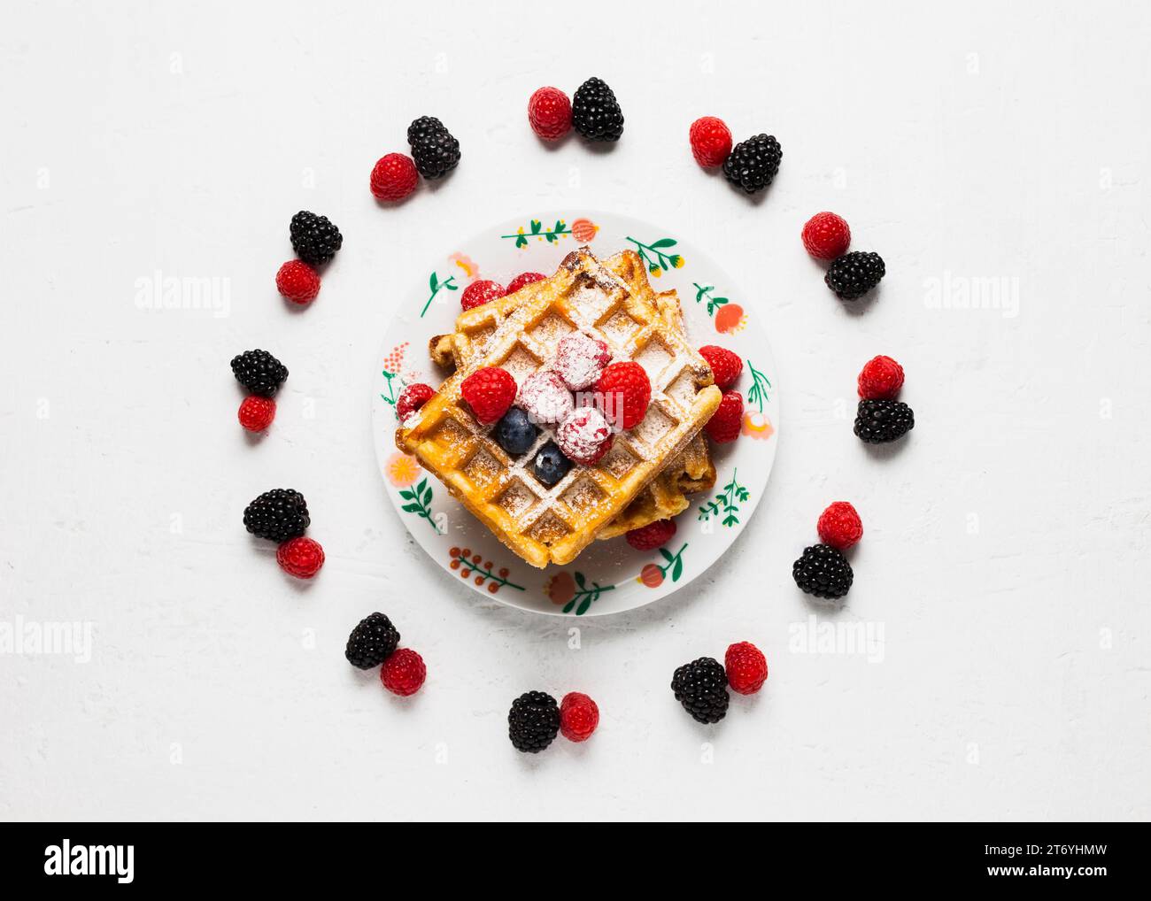 Concept de petit déjeuner vintage avec gaufres Banque D'Images