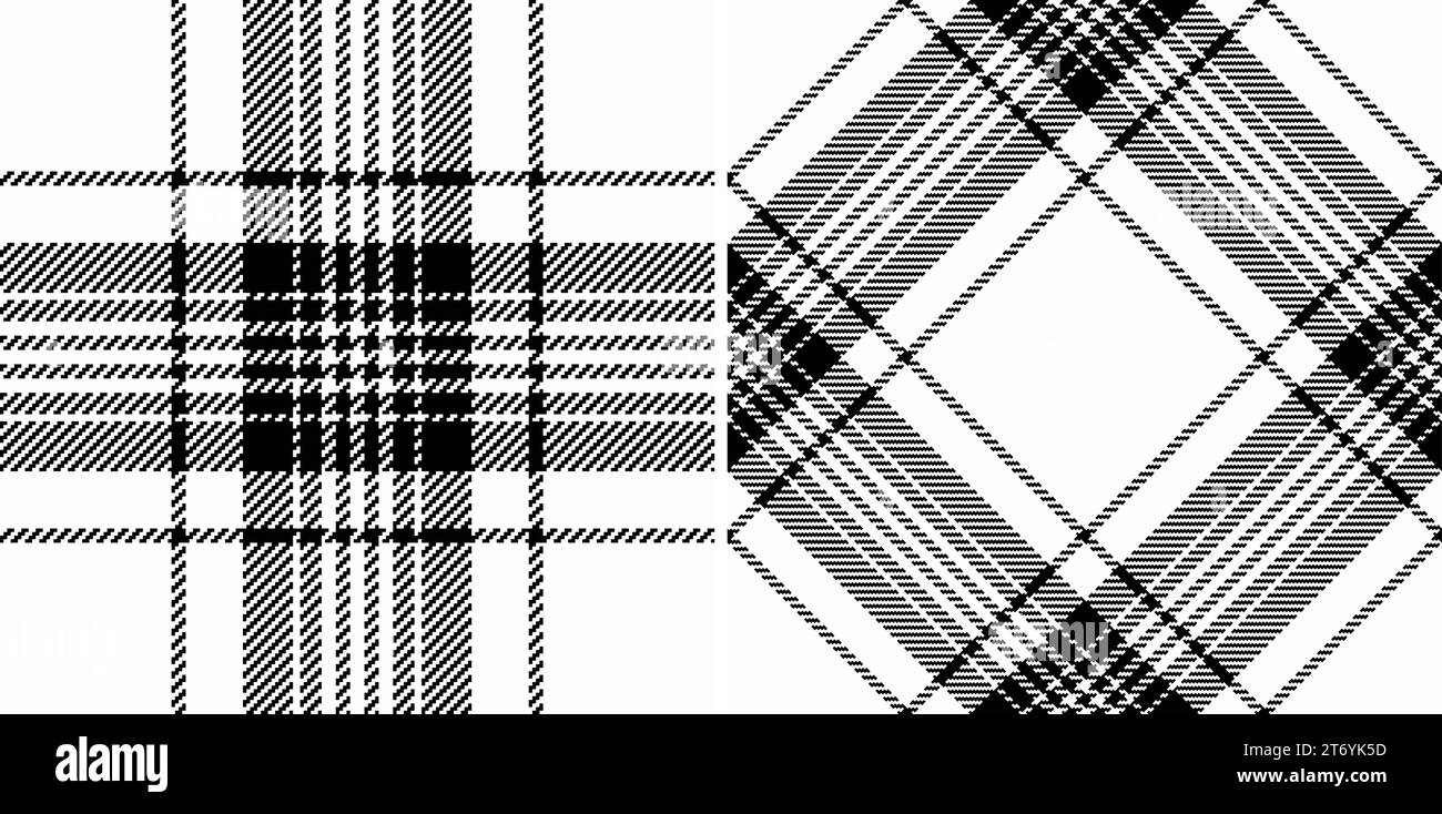 Contrôle de tissu sans couture de textile à carreaux de texture avec un vecteur de fond tartan de motif défini dans des couleurs monochromes. Illustration de Vecteur