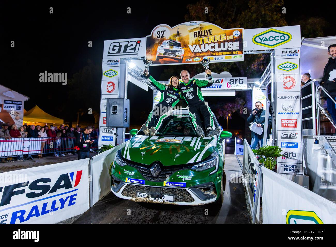 VIGION Jean-Sébastien, BORDERIE Amandine, Renault Clio RS Line Rally5, portrait lors du Rallye Terre de Vaucluse 2023, 7e tour du Championnat de France des rallyes Terre 2023, du 11 au 12 novembre 2023 à Courthézon, France - photo Bastien Roux / DPPI Banque D'Images