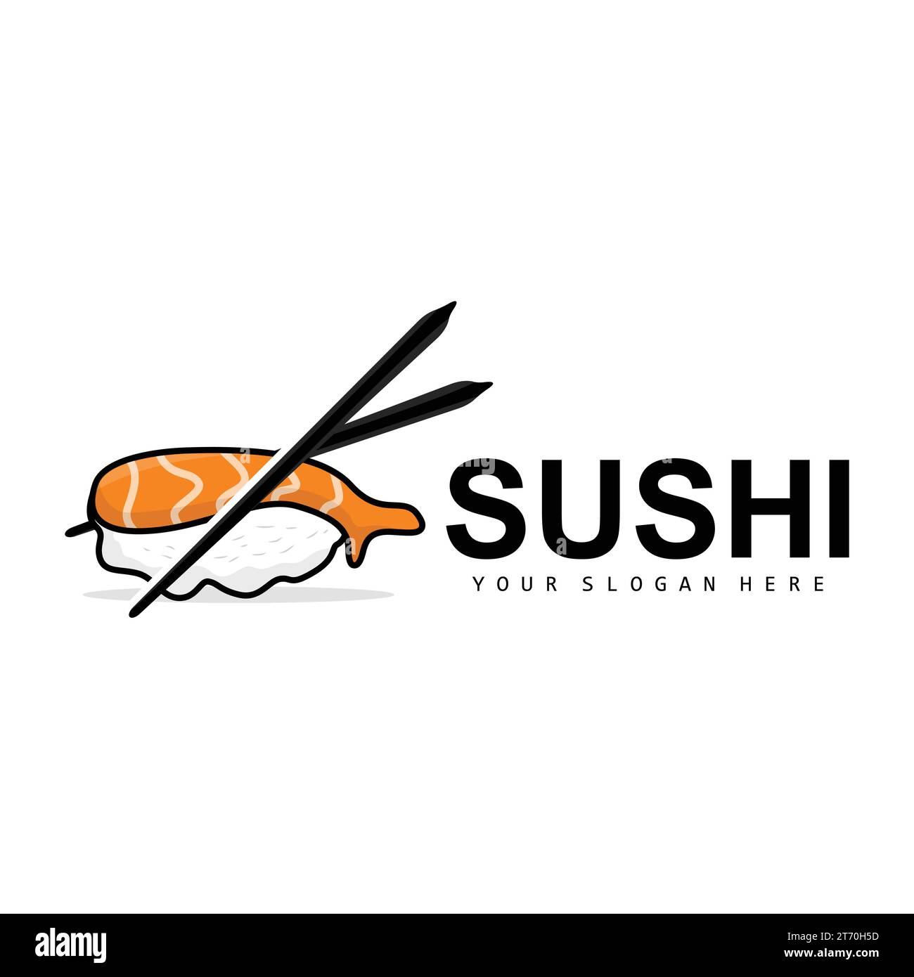 Logo sushi, Japanese Food Sushi Seafood Vector, Japanese cuisine Product Brand Design, icône de modèle Illustration de Vecteur