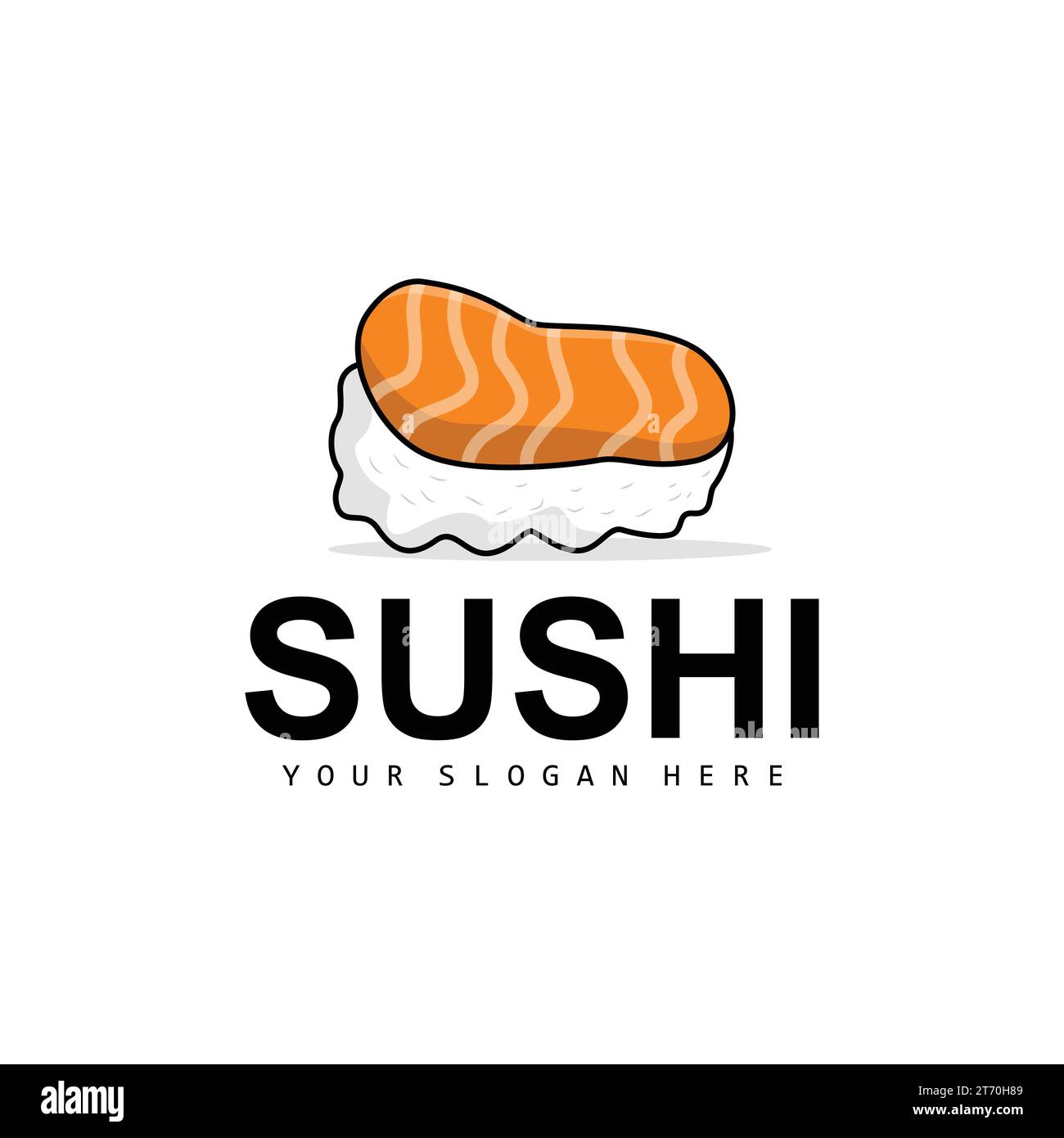 Logo sushi, Japanese Food Sushi Seafood Vector, Japanese cuisine Product Brand Design, icône de modèle Illustration de Vecteur