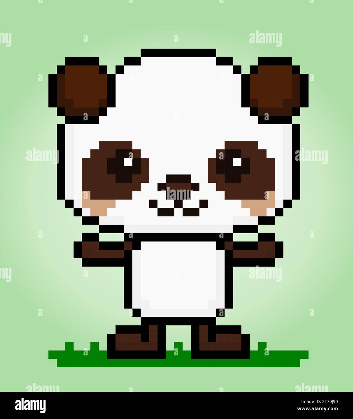 pixels 8 bits panda. Animaux pour les actifs de jeu et motifs de point de croix dans les illustrations vectorielles. Illustration de Vecteur