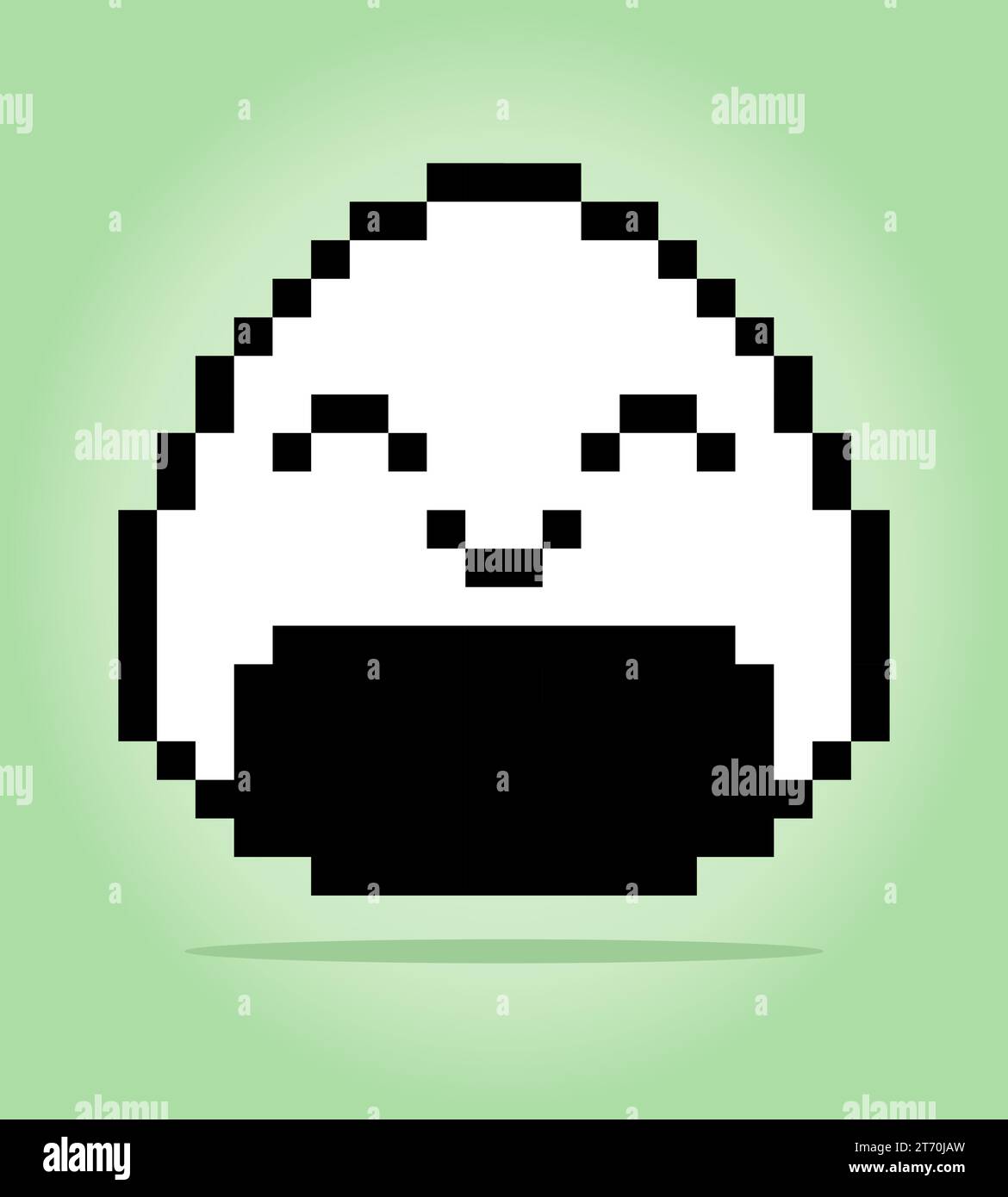 pixel 8 bits d'onigiri. Nourriture japonaise pour les actifs de jeu et les motifs de point de croix dans les illustrations vectorielles. Illustration de Vecteur