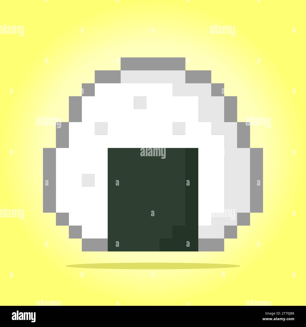 pixel 8 bits d'onigiri. Nourriture japonaise pour les actifs de jeu et les motifs de point de croix dans les illustrations vectorielles. Illustration de Vecteur