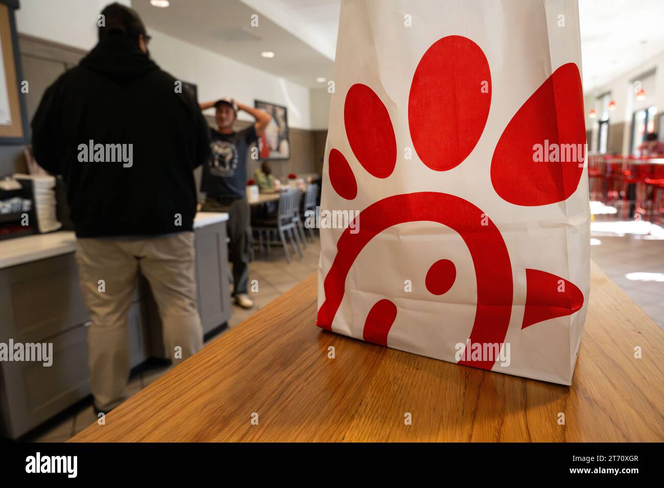 Chick-fil-A sac alimentaire au Union Grove Crossroads Chick-fil-A à McDonough, Géorgie. (ÉTATS-UNIS) Banque D'Images