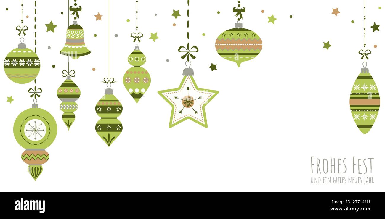 illustration vectorielle eps avec différentes boules d'arbre de noël élégantes vintage avec ornements et décorations de fête de couleur verte Illustration de Vecteur