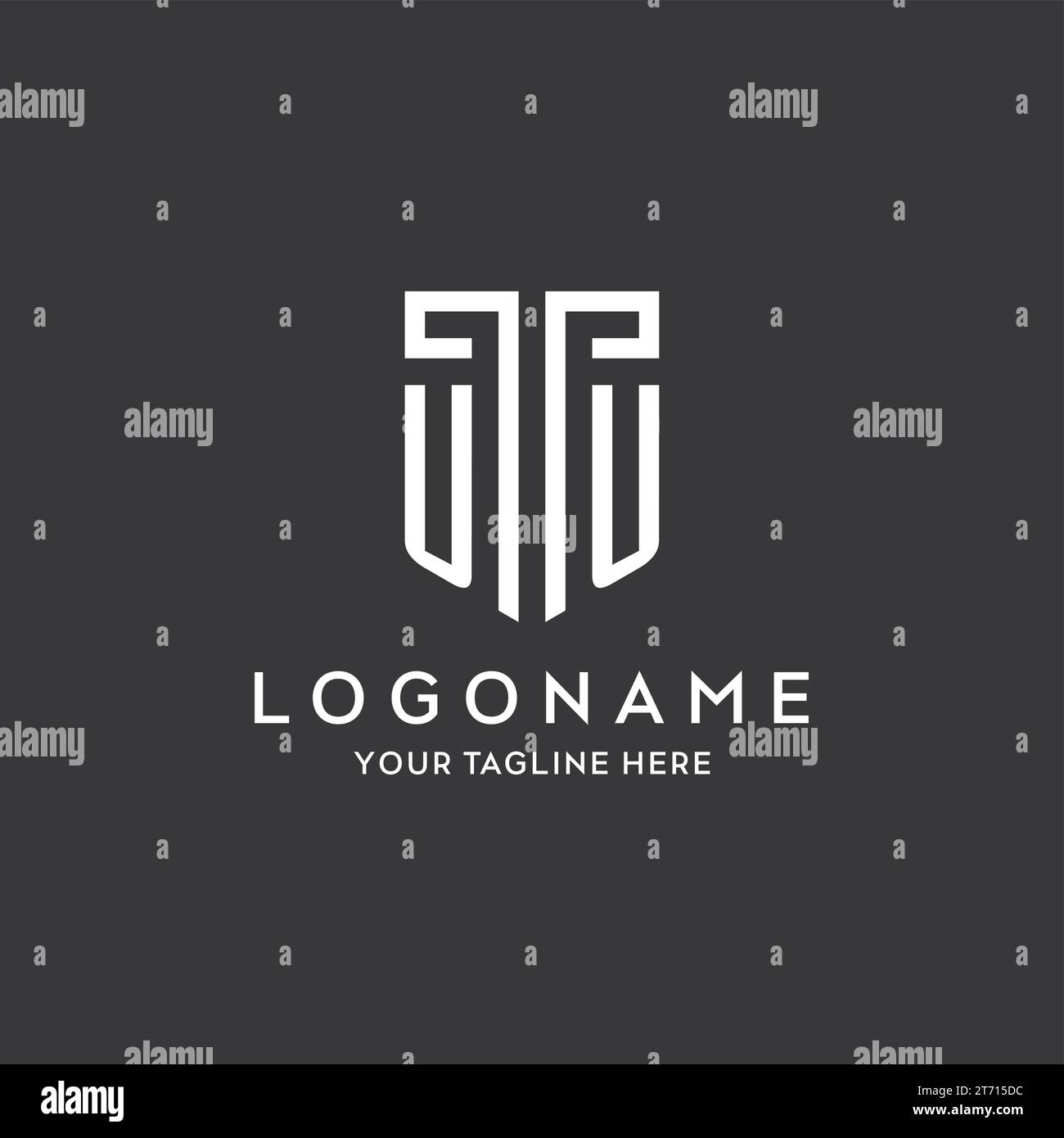 Nom initial du monogramme UU avec graphique vectoriel de conception d'icône de forme de bouclier Illustration de Vecteur