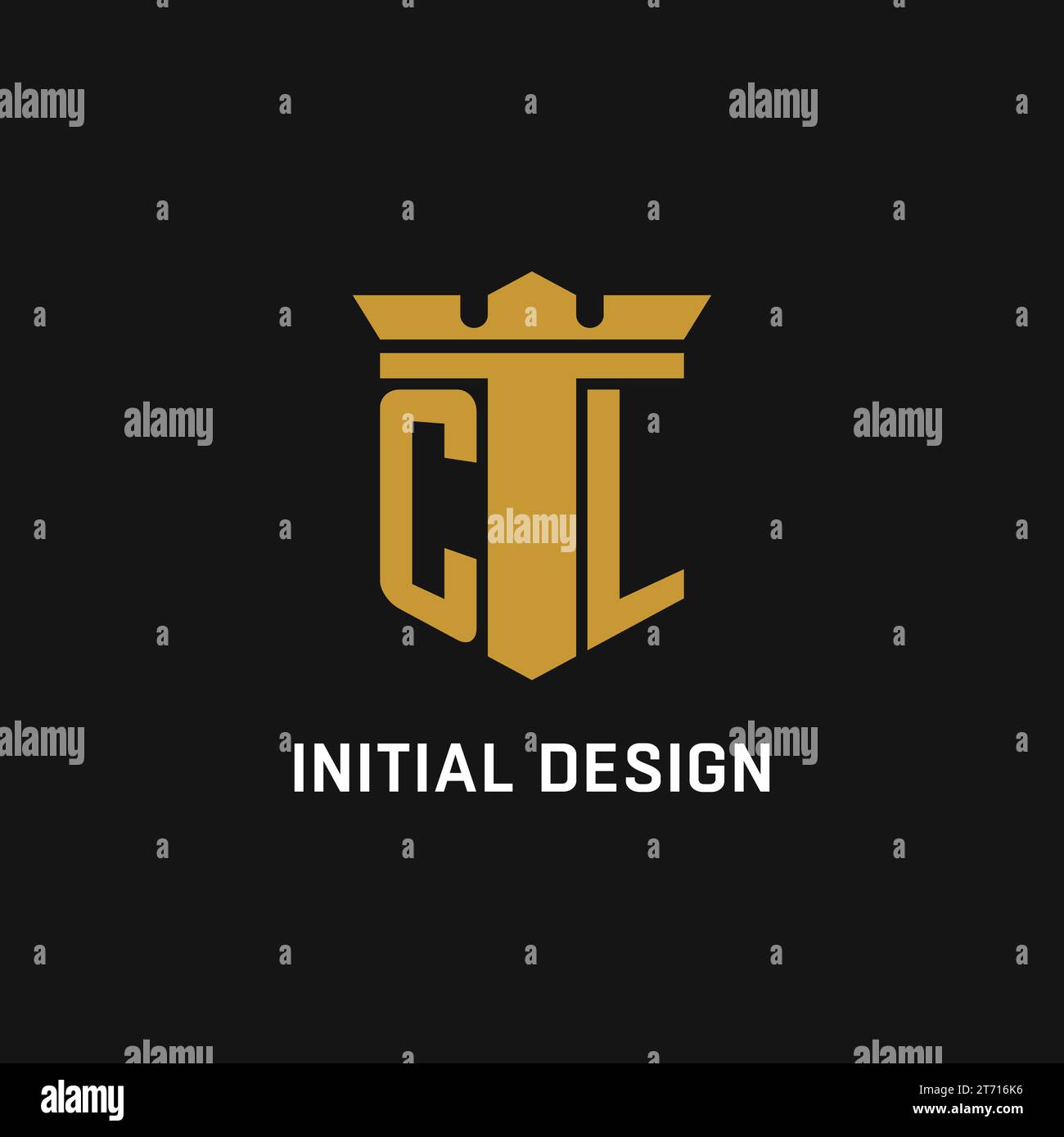 Logo initial CL avec des idées de conception de style bouclier et couronne Illustration de Vecteur