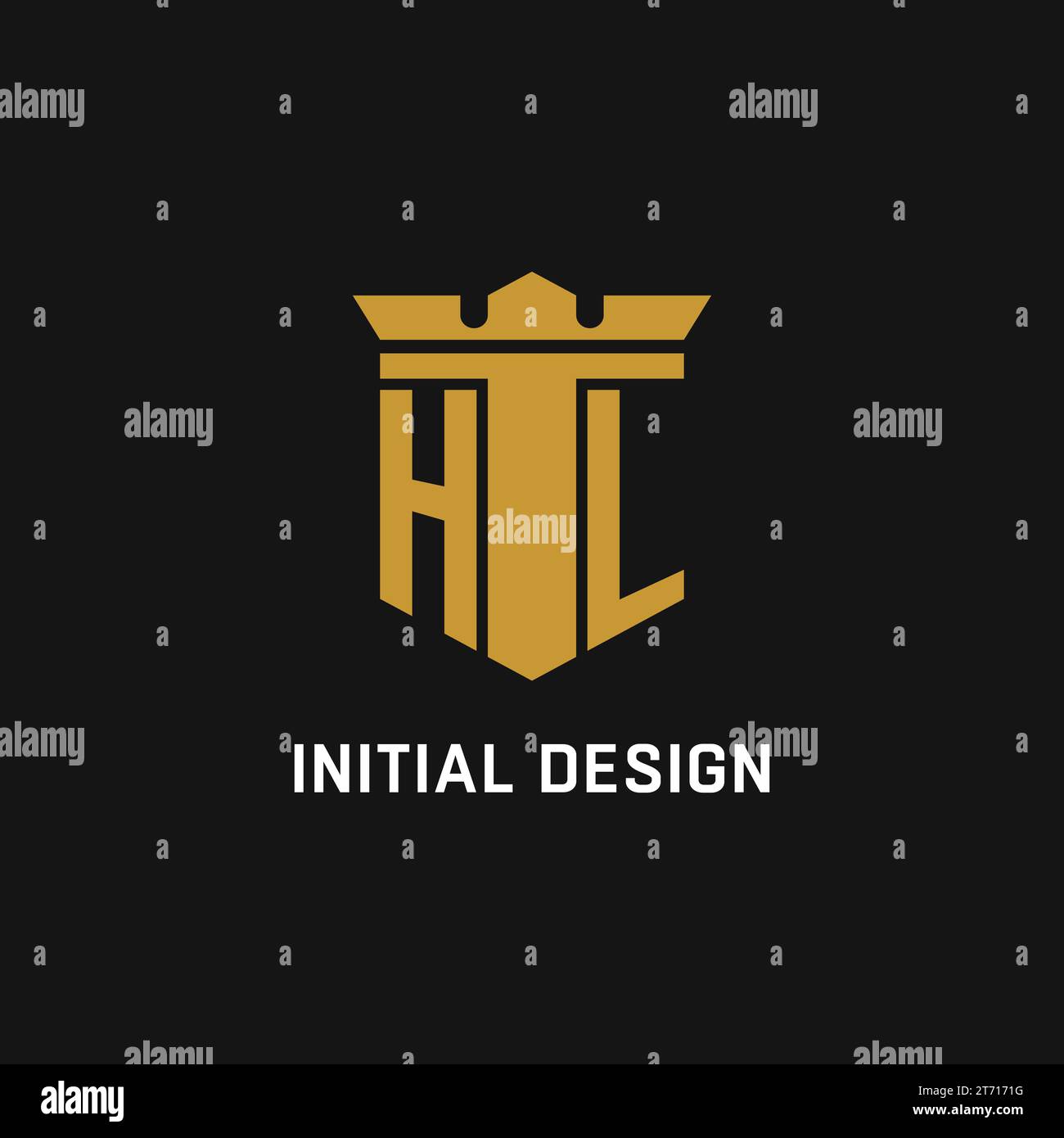 Logo initial HL avec des idées de conception de style bouclier et couronne Illustration de Vecteur