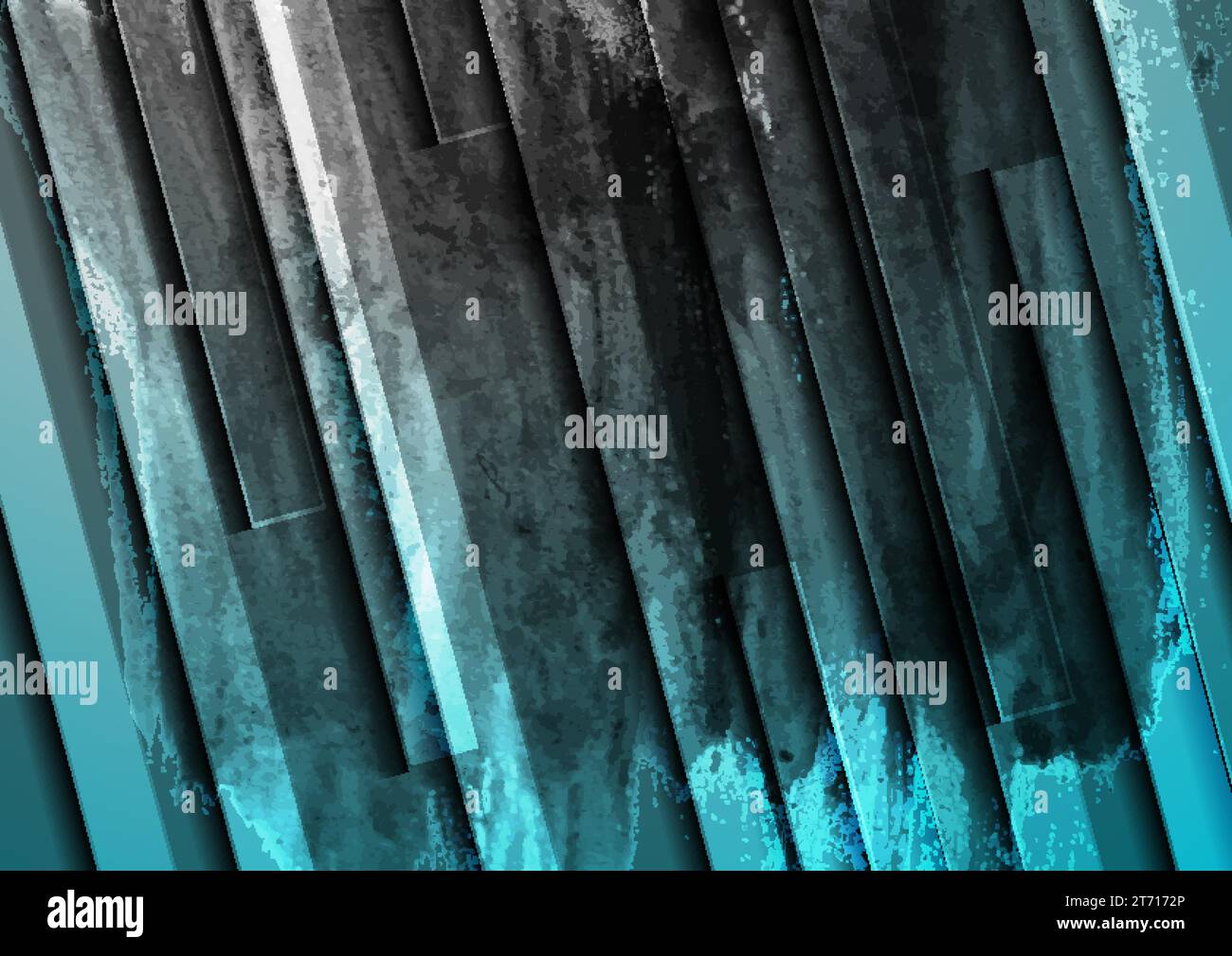 Fond géométrique aquarelle grunge à rayures noires et bleues. Conception vectorielle abstraite de haute technologie Illustration de Vecteur