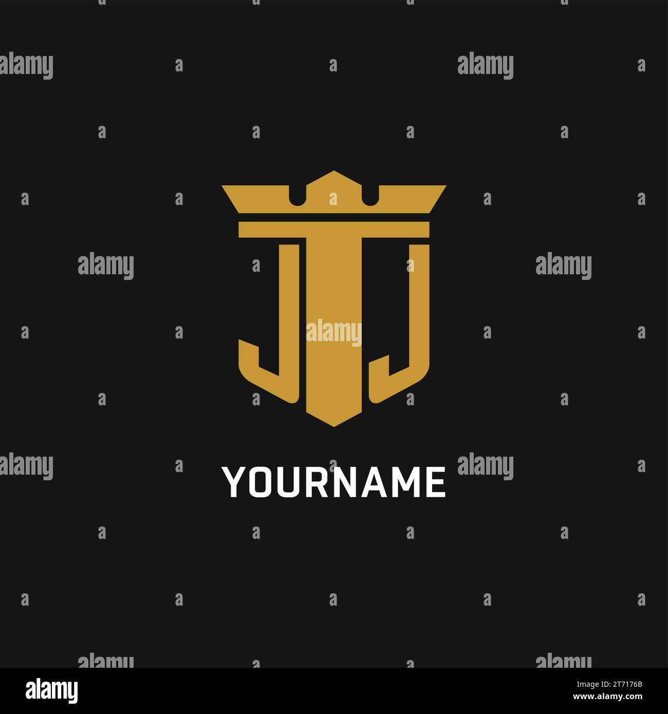 Logo initial JJ avec des idées de conception de style bouclier et couronne Illustration de Vecteur