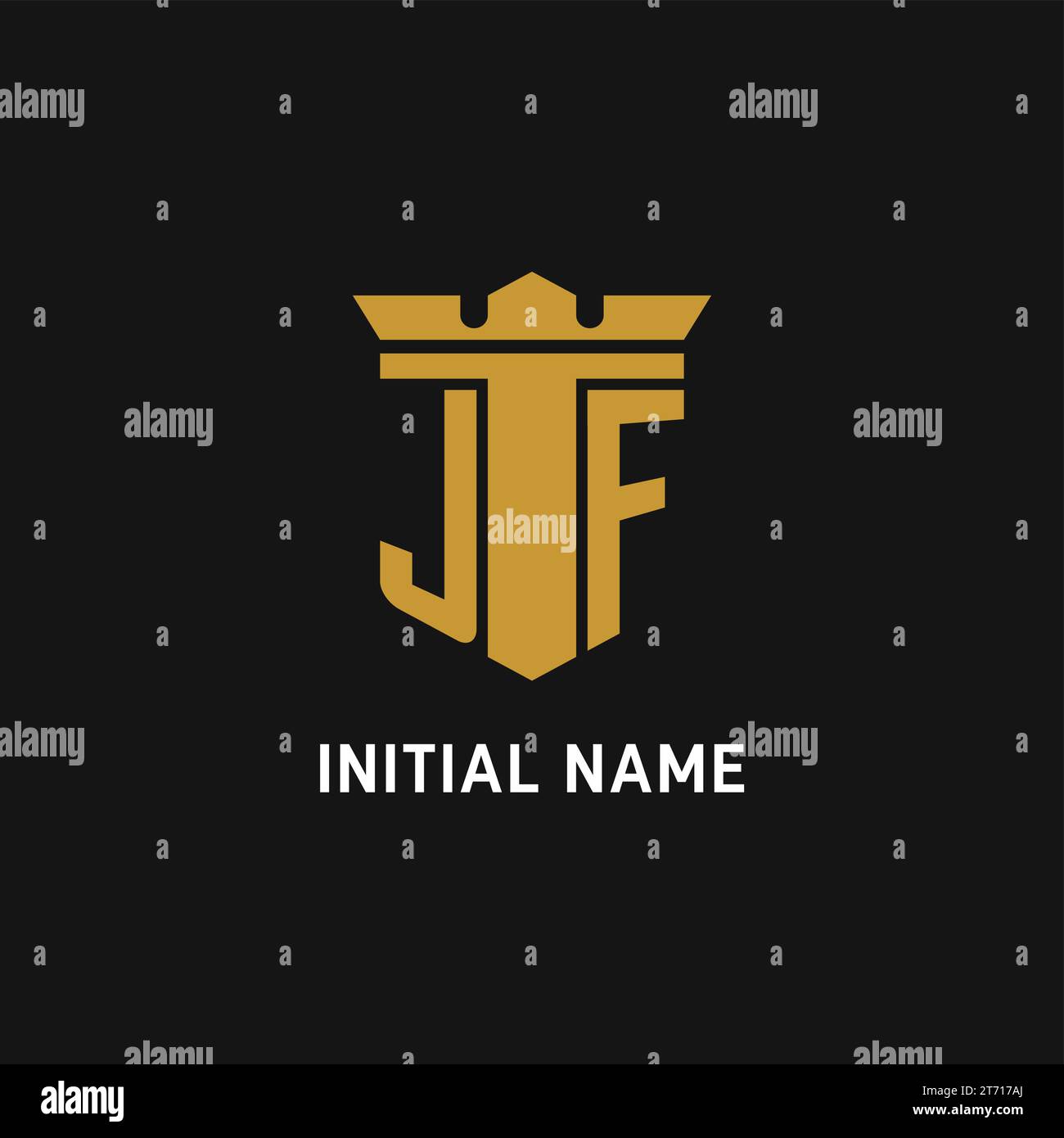 Logo initial JF avec des idées de conception de style bouclier et couronne Illustration de Vecteur