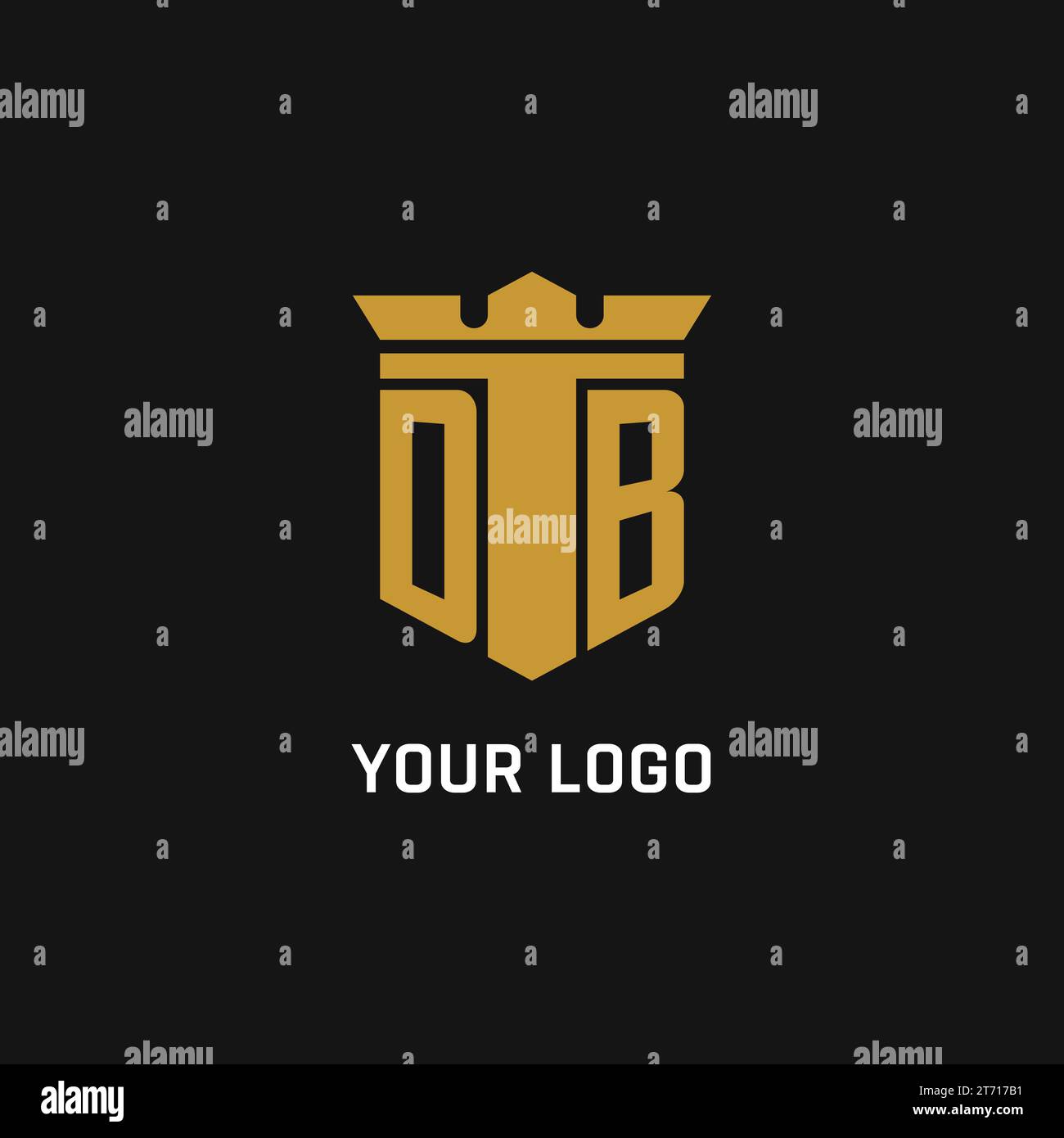Logo initial DB avec des idées de conception de style bouclier et couronne Illustration de Vecteur