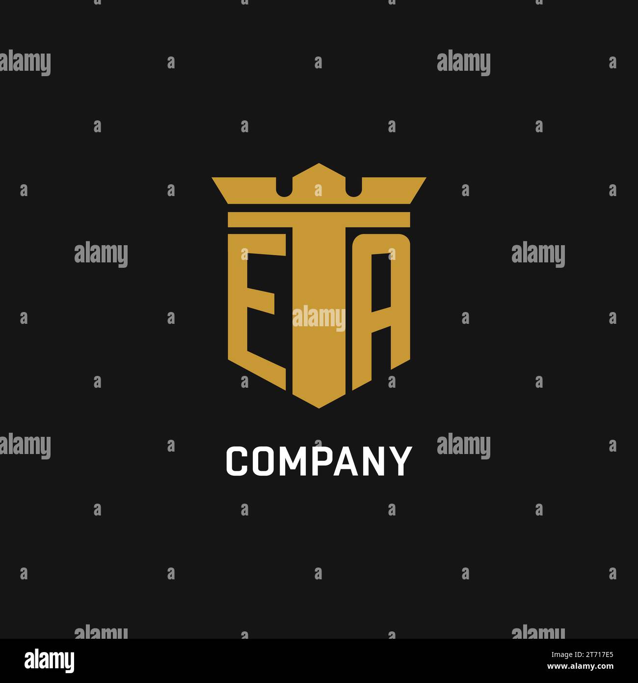 Logo initial EA avec des idées de conception de style bouclier et couronne Illustration de Vecteur