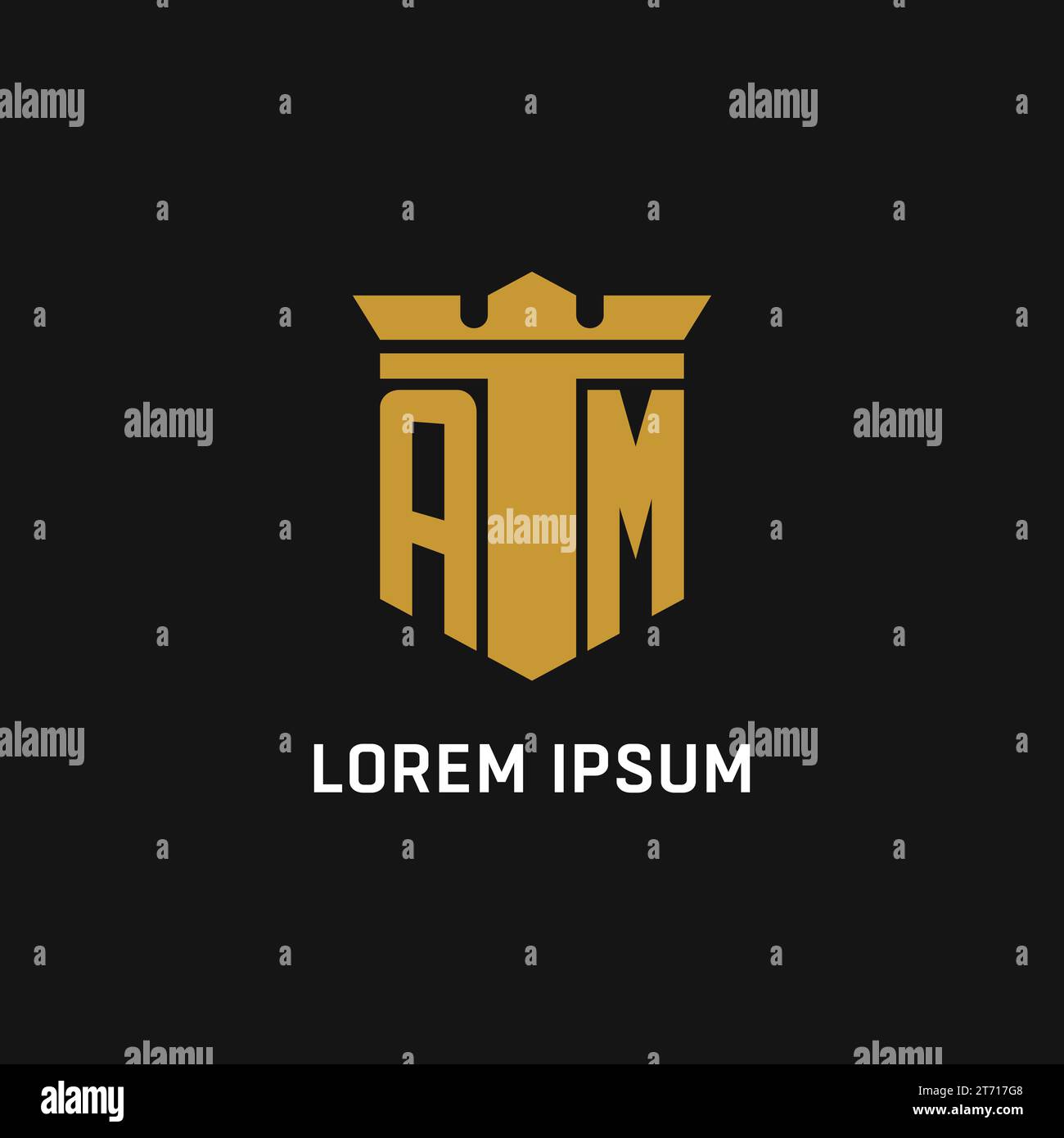 AM logo initial avec des idées de conception de style bouclier et couronne Illustration de Vecteur