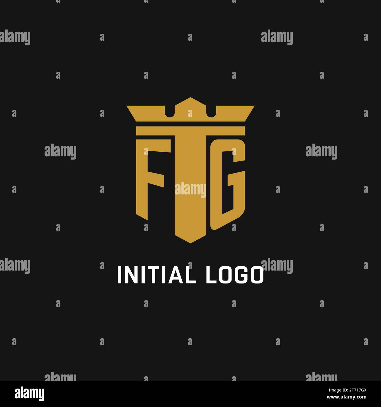 Logo initial FG avec des idées de conception de style bouclier et couronne Illustration de Vecteur
